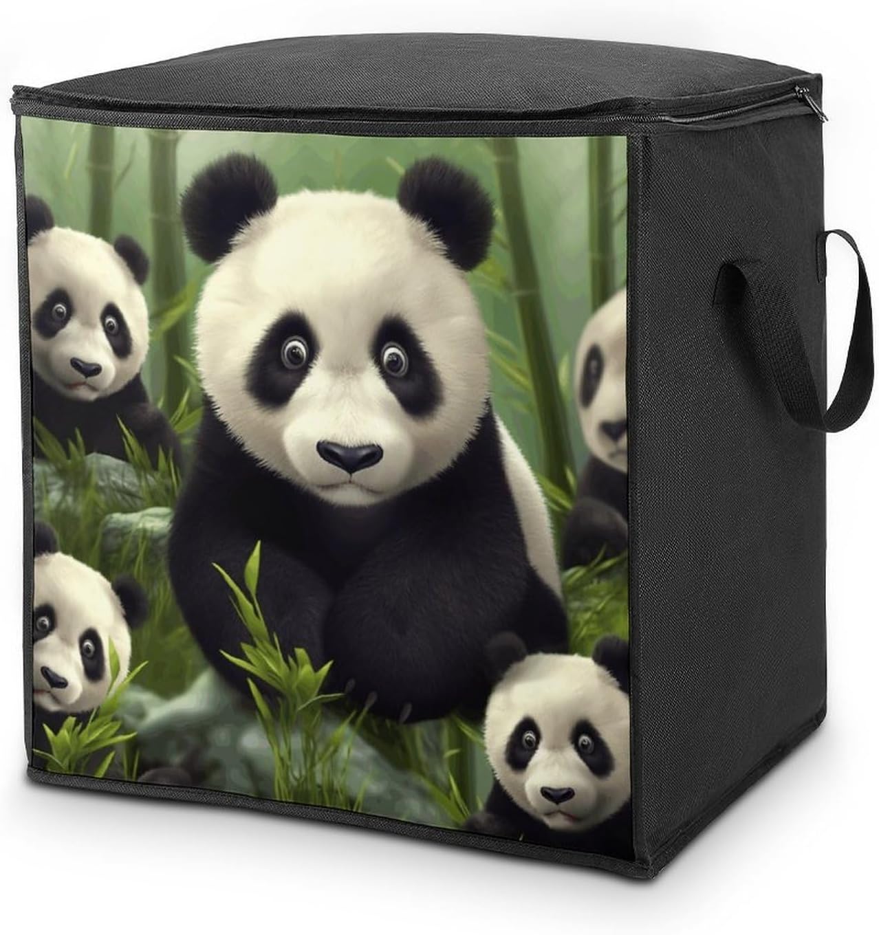 Clothes Storage Bag Personalized Durable Foldable Large Toy Storage Bags with Zipper Moving Bags Luggage Organizer Pandas Printed Bags