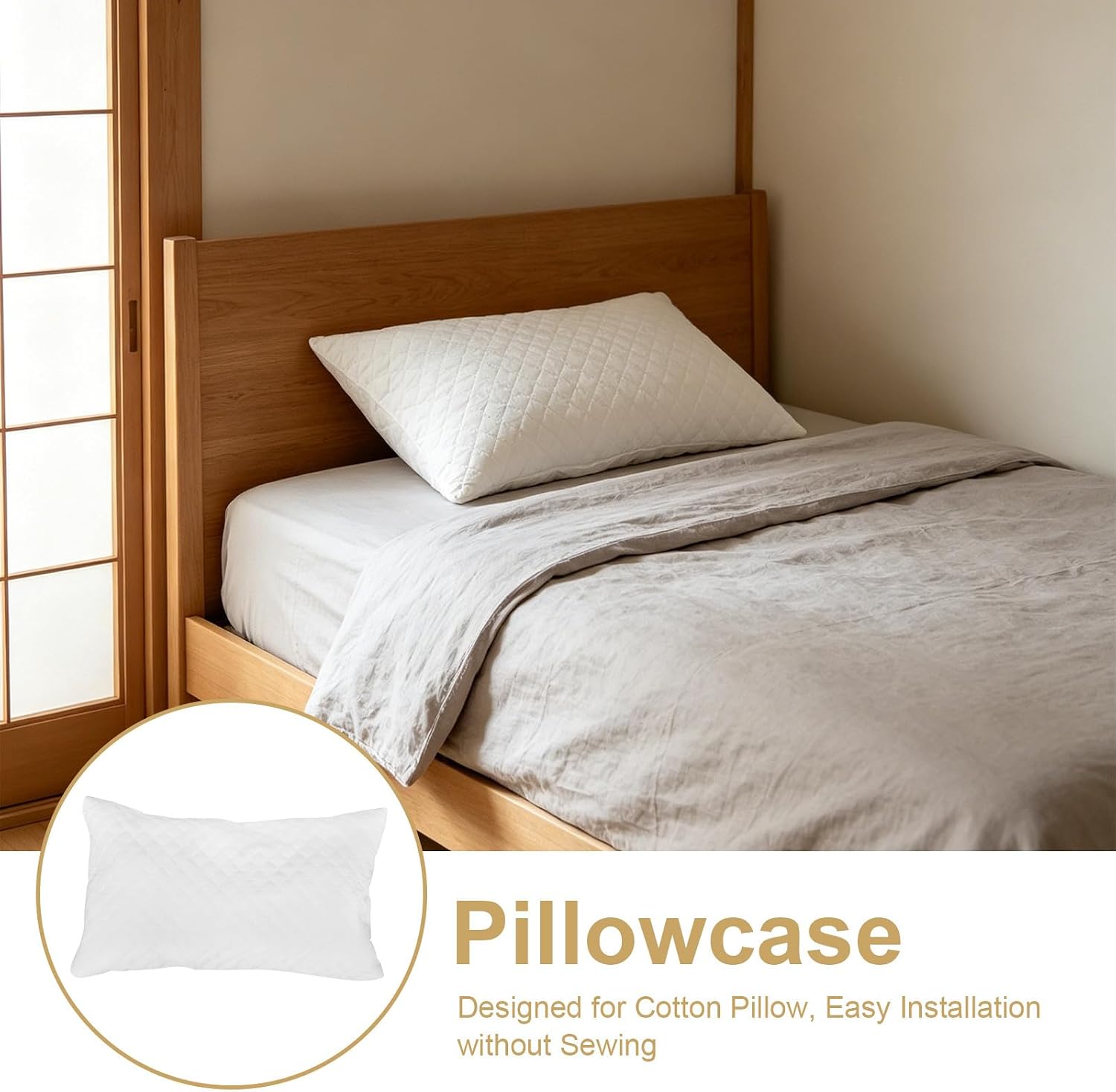 2pcs Pillow Liner Cover: Quilted Pillow Core, Breathable Inner Protector Shell Insert Dust Proof Cover for Hotel Or Home 55 Cm/21.65 Inch