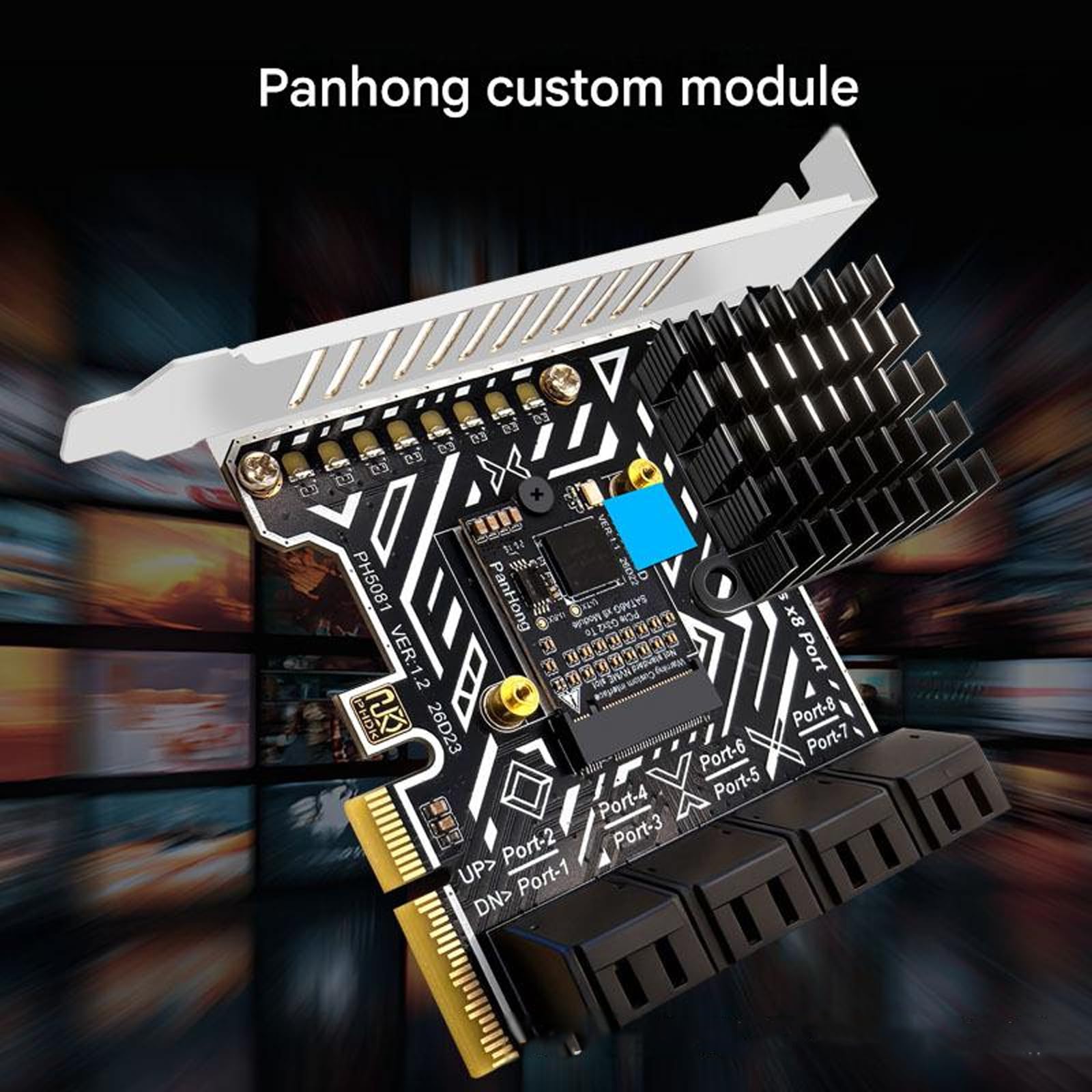 Scheda di espansione PCIE Gen3X2 a SATA3 6Gbps 8 porte SATA3.0, capacità massima 240 TB, trasferimento dati stabile ad alta velocità, con indicatori LED e dissipatore di calore di