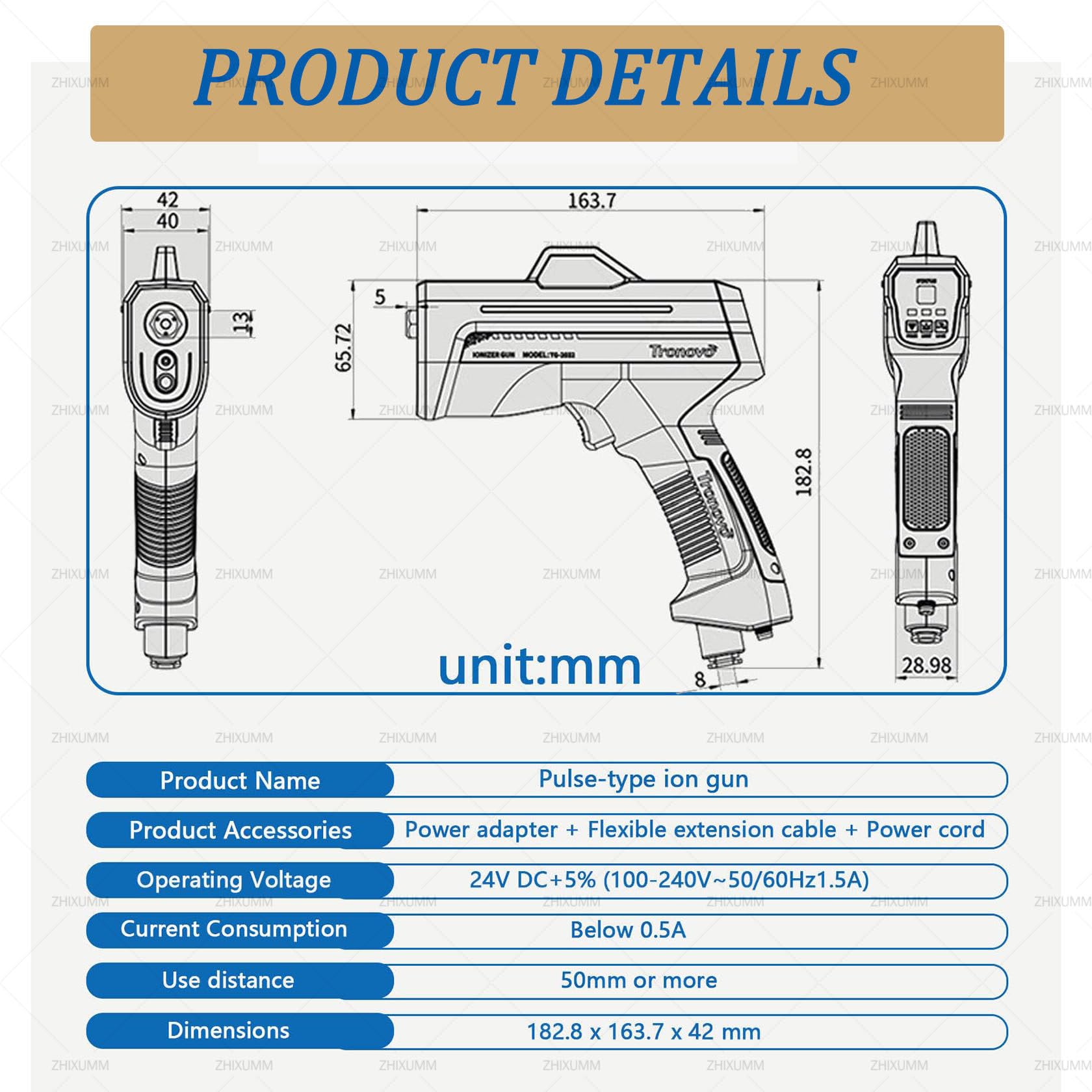 Pistola De Aire Ionizante Mejorada, Eliminador De Electricidad EstáTica De 24 V, Pistola AntiestáTica Y Luz De DeteccióN De Polvo Para La EliminacióN De EstáTica En Entornos Industriales. EconomyTyp