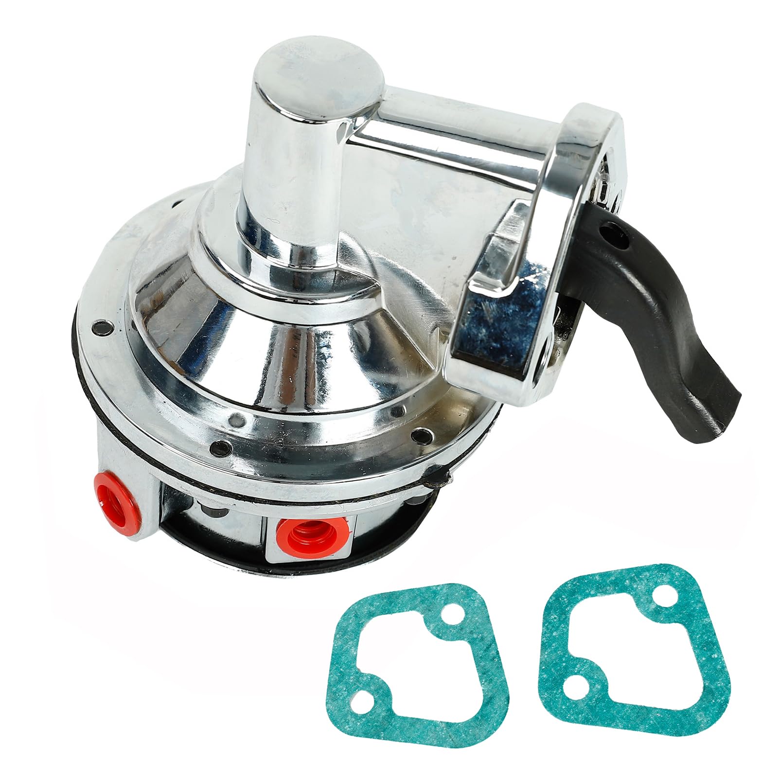 EASYBERG Mechanical Fuel Pump Compatible with SBC Chevy 305 350 400 with Gasket and Chrome 1/4" Fitting