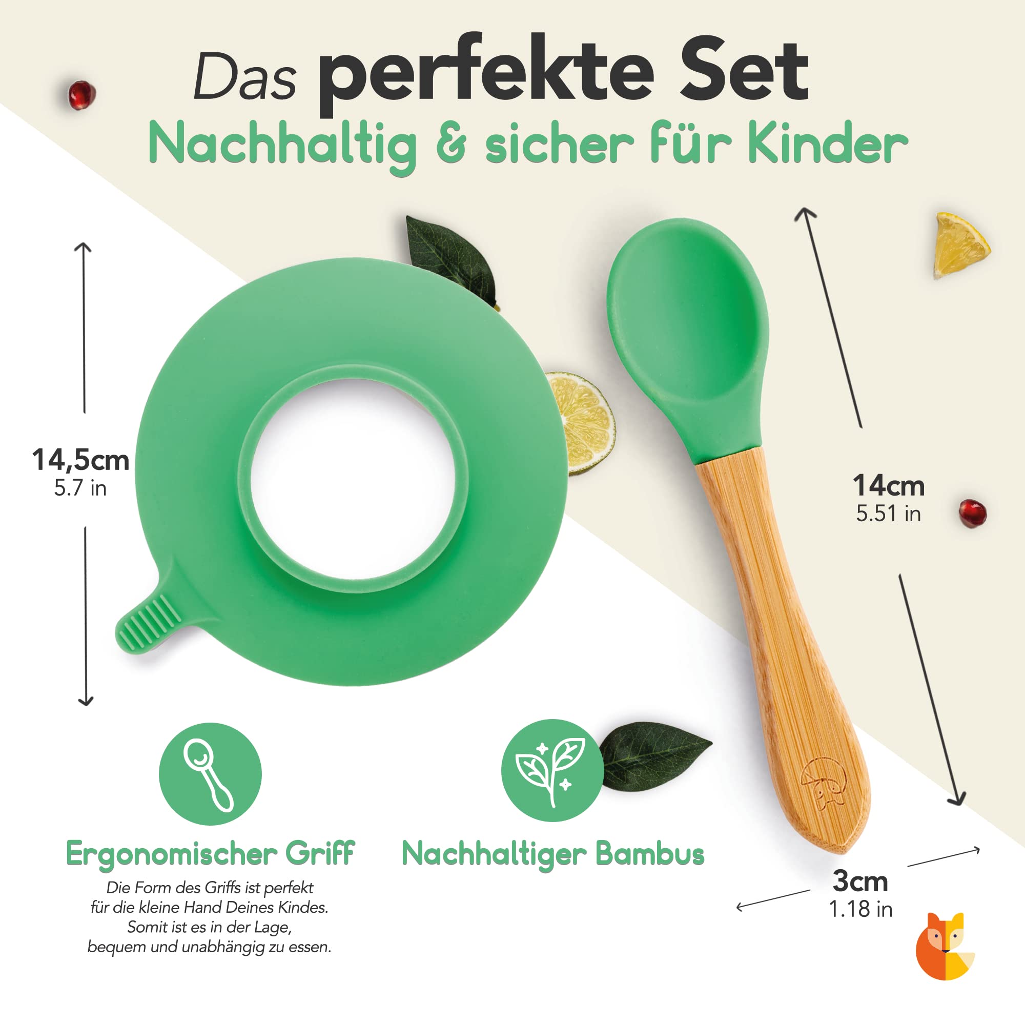 Produit Bb cologique Bpa Free Set Cuillre Et Ventouse En Bambou Kleiner  Fuchs - Silicone Doux - Sans BPA - Pour Bb Et Enfant Ventouse Silicone  Enfant