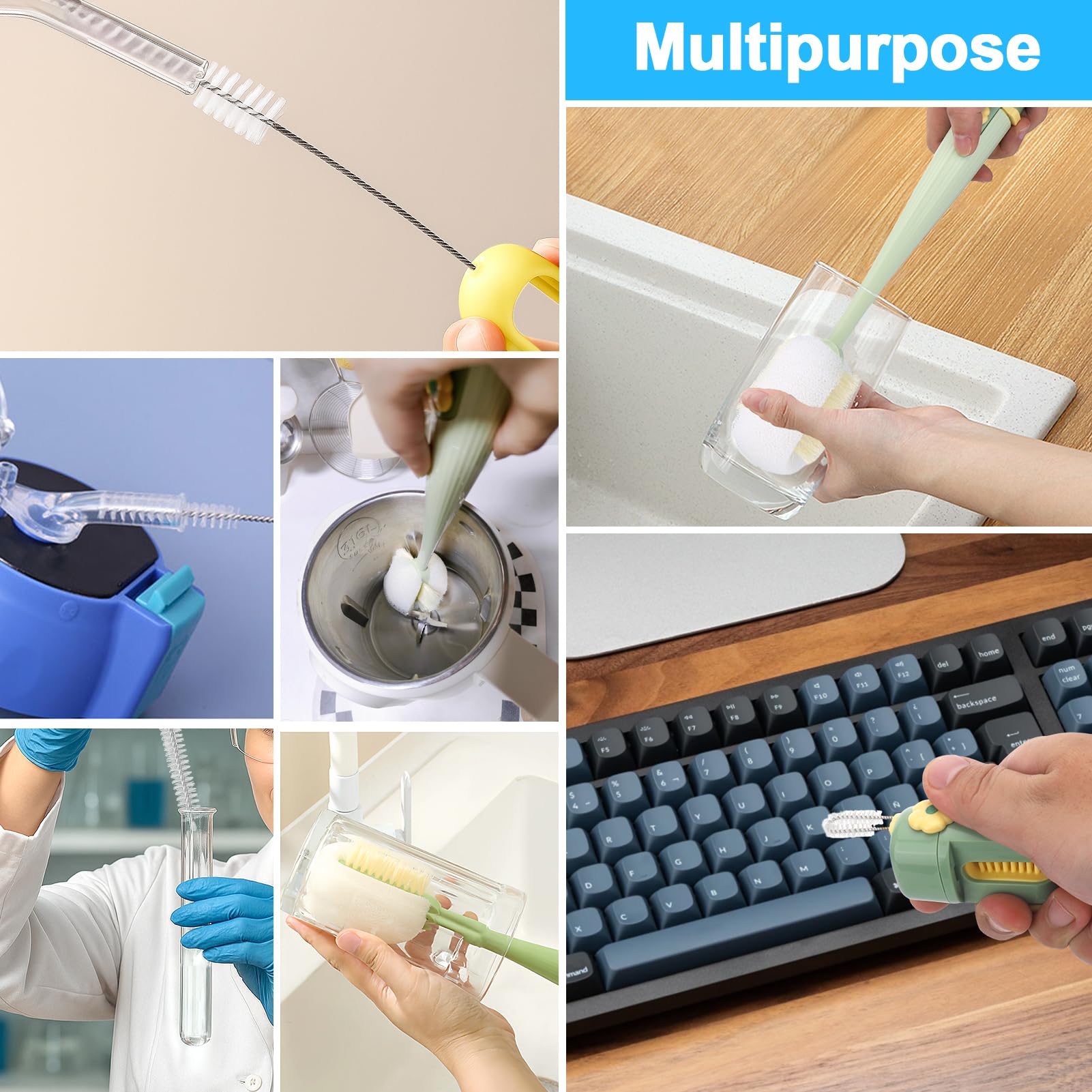 XANGNIER 5-in-1-Flaschenreinigungsbürsten-Set, multifunktionale Wasserflaschenbürste und Strohhalm-Reinigungsbürste, Reinigungswerkzeug-Set für Owala/Stanley/Yeti/einfaches, modernes Becherzubehör