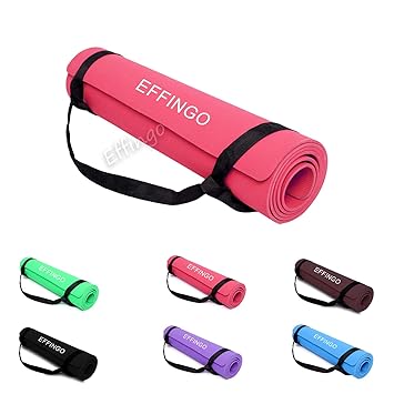 EFFINGO (3.5MM) YOGA MAT with STRAP Non-Skid Yoga Mat for YOGA, Exercise or Meditation for men & women (RED)