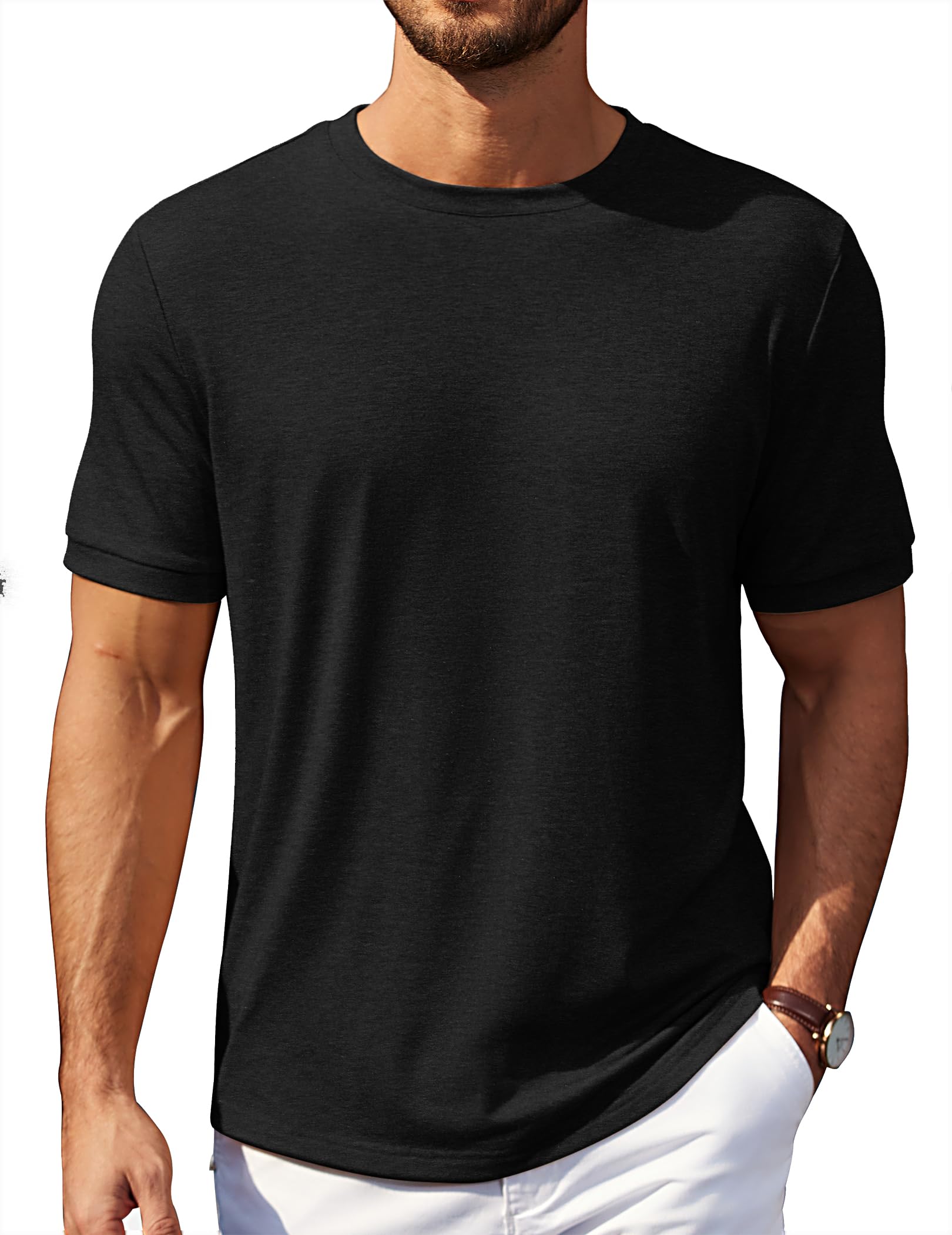 COOFANDY Mens T-Shirts Summer Crew Neck Casual T Shirts Plain Short Sleeve Shirts Basic Tees