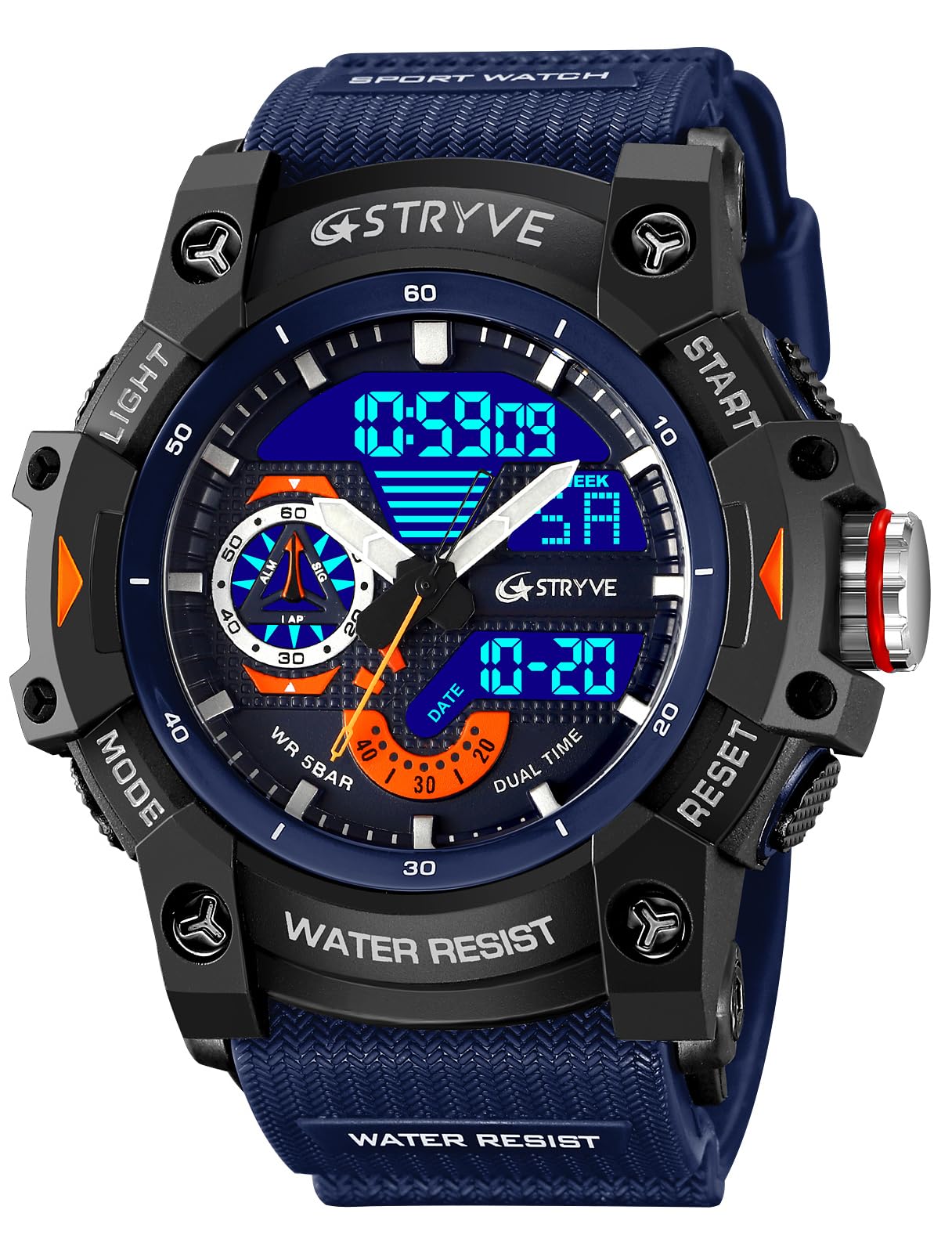 Gosasa Men's Large Face Outdoor Sports Watches Military S-Shock Watch Waterproof, Backlight, Alarm, Stopwatch Features - Rugged Wristwatch for Training, Hiking, and Adventure
