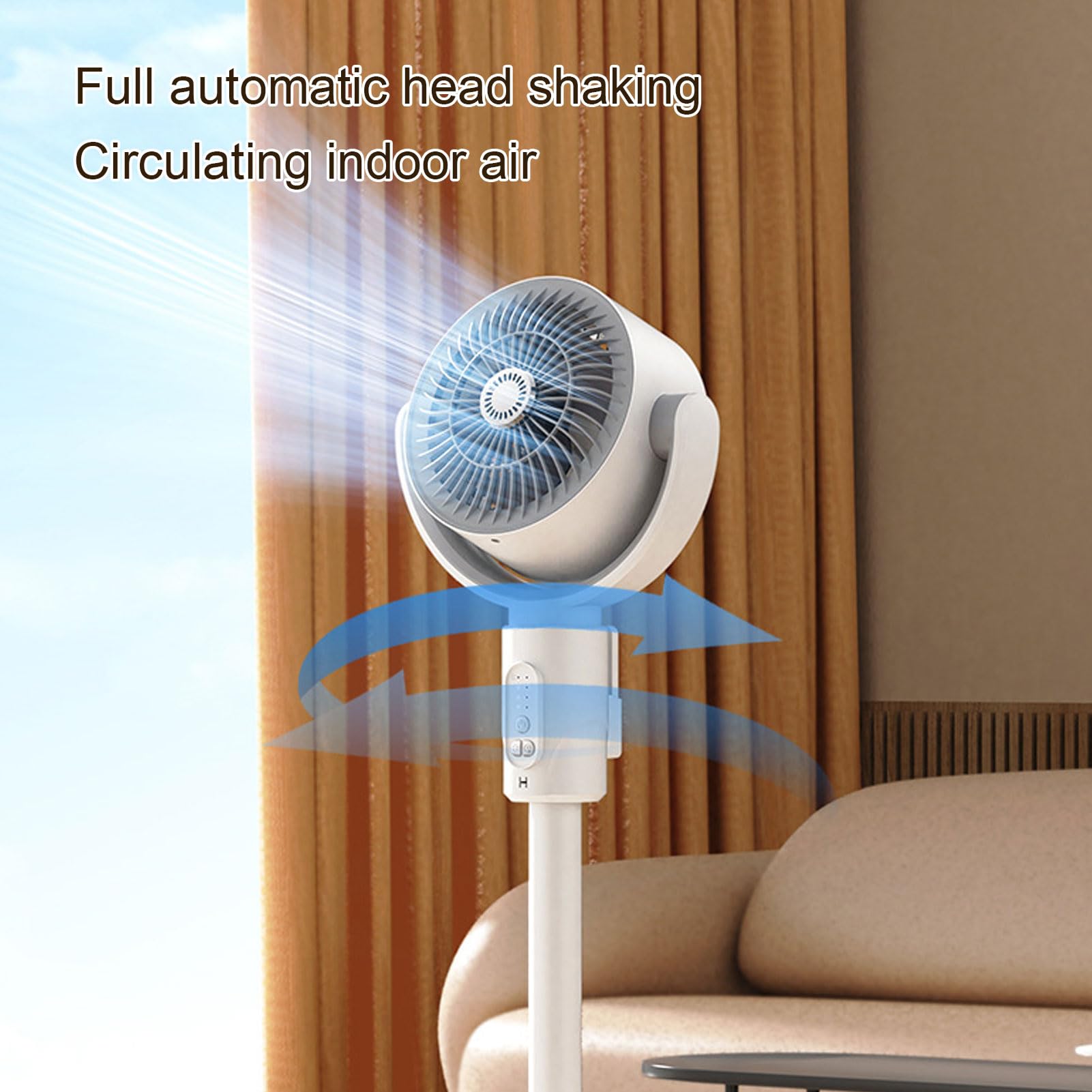 KKPLZZ Standventilator, Leiser Betrieb, 4 Geschwindigkeitsstufen, 8-Stunden-Timer, Höhenverstellbar, Oszillierend, mit Fernbedienung, für Schlafzimmer, Büro und Zuhause Zur Luftzi