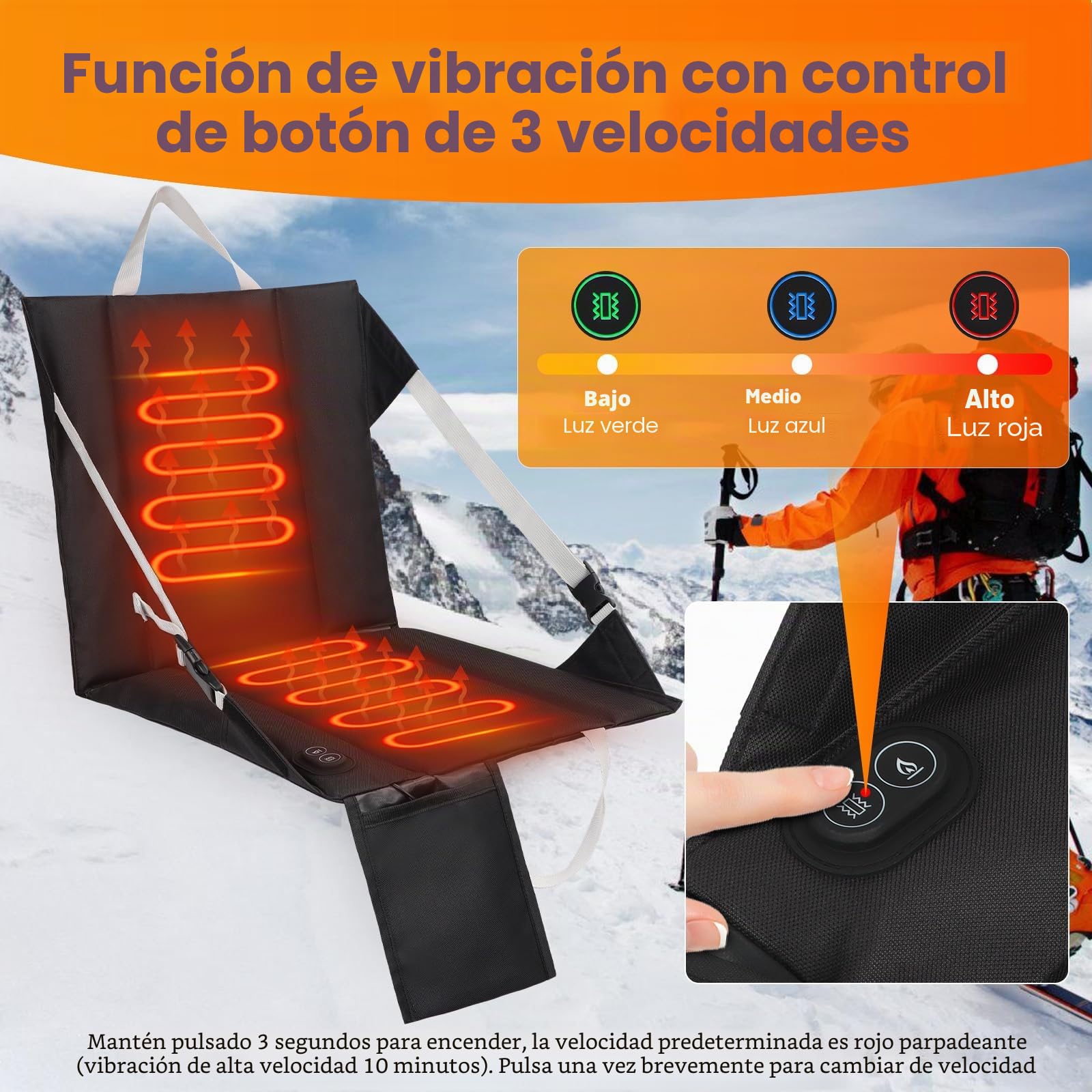 Asiento de estadio con calefacción para gradas, cojín de estadio portátil con calefacción