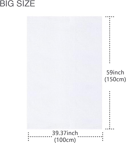 Miniatura 2 de Caydo 60 por 39 pulgadas, 14 unidades de tela clásica de reserva, tela de punto de cruz, color blanco, tamaño grande