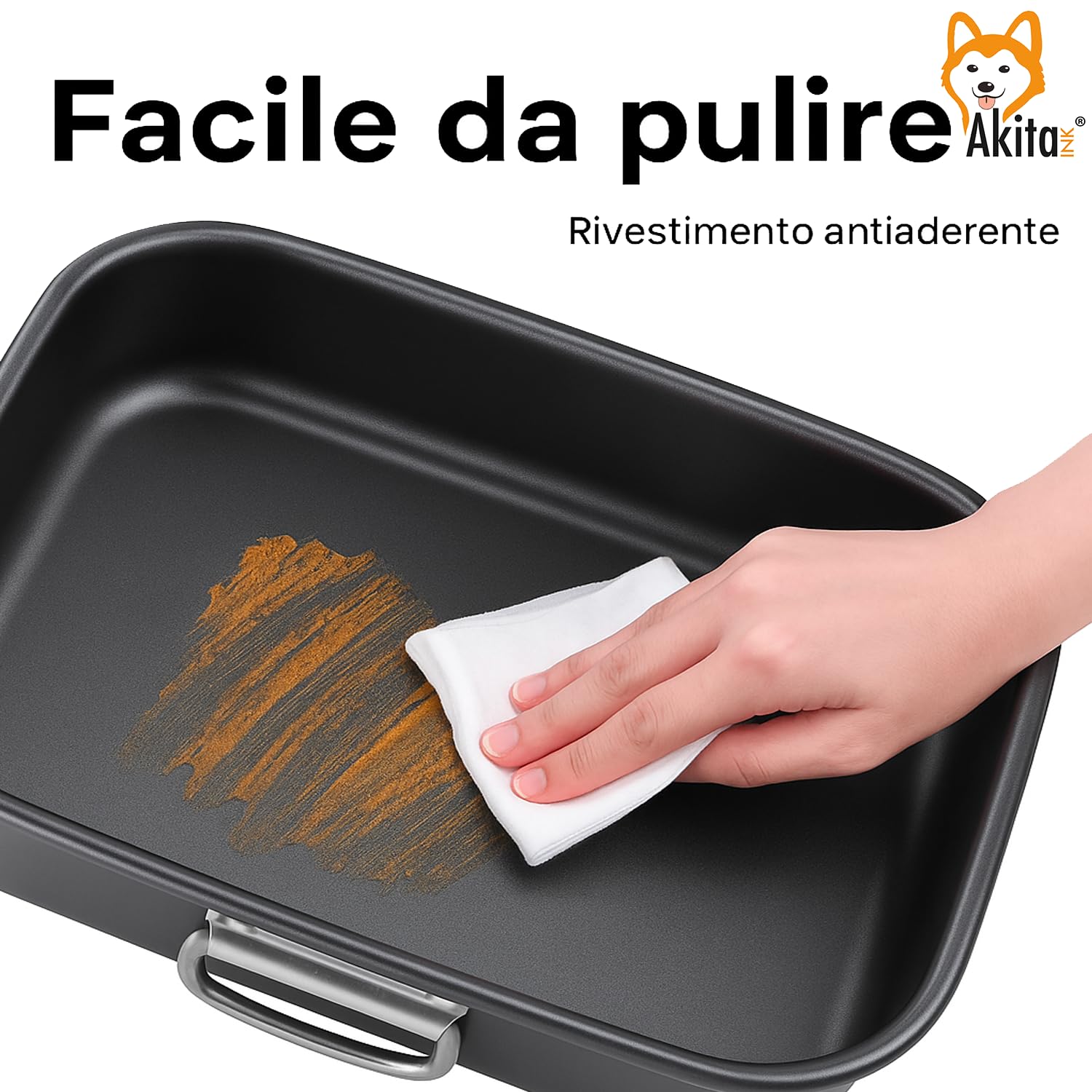 AKITAInk Set 4 Teglie Antiaderenti 20-25-30-35 cm | Acciaio al Carbonio, Cottura Uniforme, Bordo Alto, Lavabili in Lavastoviglie, Senza Grassi per Pizze e Torte Made in Italy