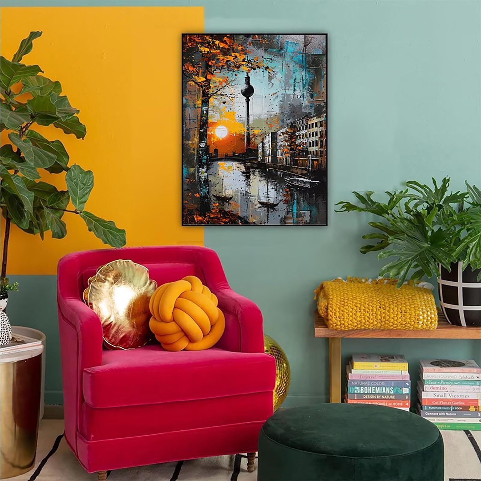 Diamond Painting Architettura, Diamond Painting Erwachsene Ponte Bastelset, DIY Diamant Malerei Runder Vollbohrer Diamanten Kinder Malerei Stickerei Kreuzstich Dekoration, Geschenk 90x120 cm PJY9 U-3