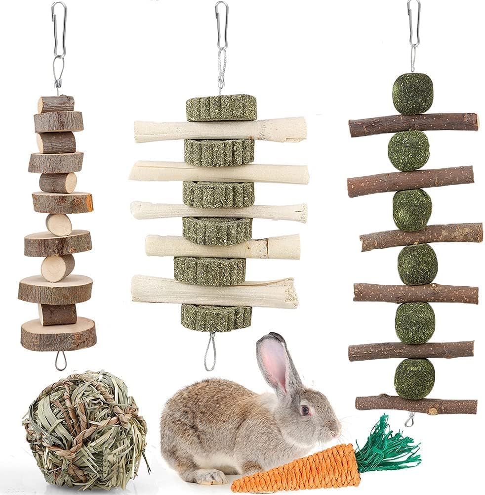 BBjinronjy Rabbit Chew Toys for Teeth,Rabbit Toys Pet Supplies,Guinea Pig Toys,Pet Cage Entertainment Accessories Handmade for Bunny…