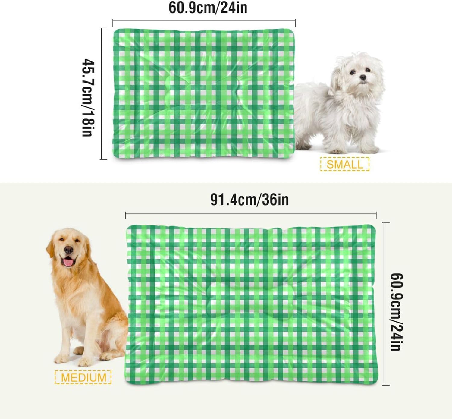 review Green Gingham Buffalo Plaid Tartan Check Scotland Cat Kennel Pad Comfortable Dog Crate Mat 18x24in Pet Bed for Large Medium Small Pets
