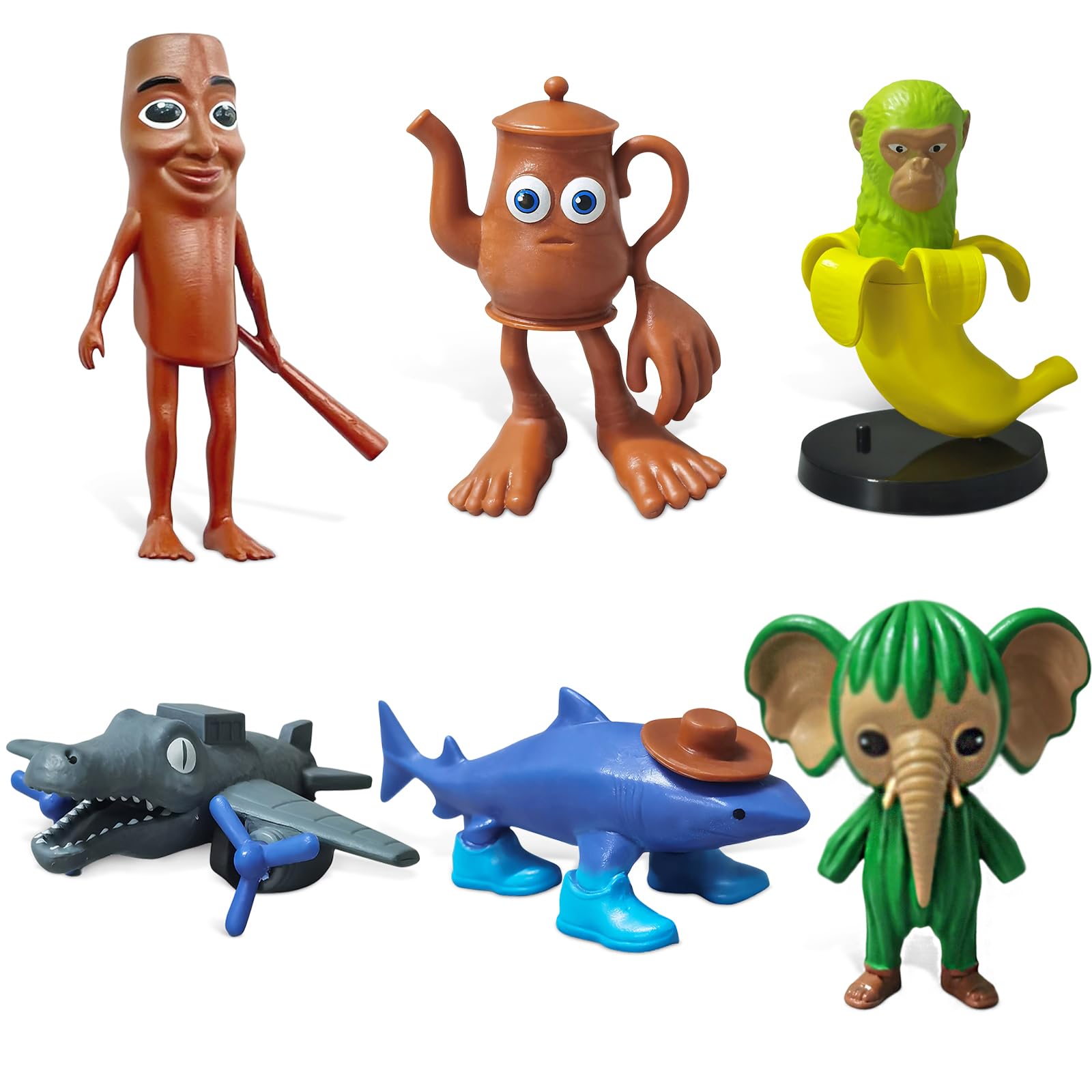 JIASHA Italian Brainrot Figures Set,Tung Tung Tung Sahur-Figura,3D Printed Figura Italian Animals,Tralalelo Tralala Cartoon Figurine Brainrot,Giocattoli Brainrot Per Figuren dei Fan