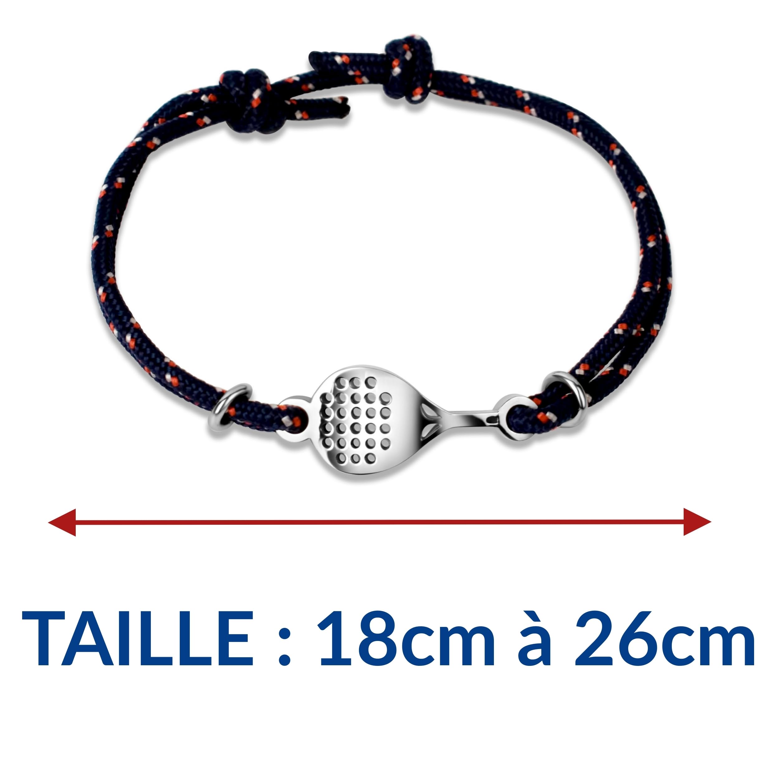 Ernestine - Bracelet Padel réglable acier inoxydable cordon - bijoux raquette sport homme femme - idée cadeau original joueur accessoire poignet bijoux silvergrip - Bracelet Padel homme et femme