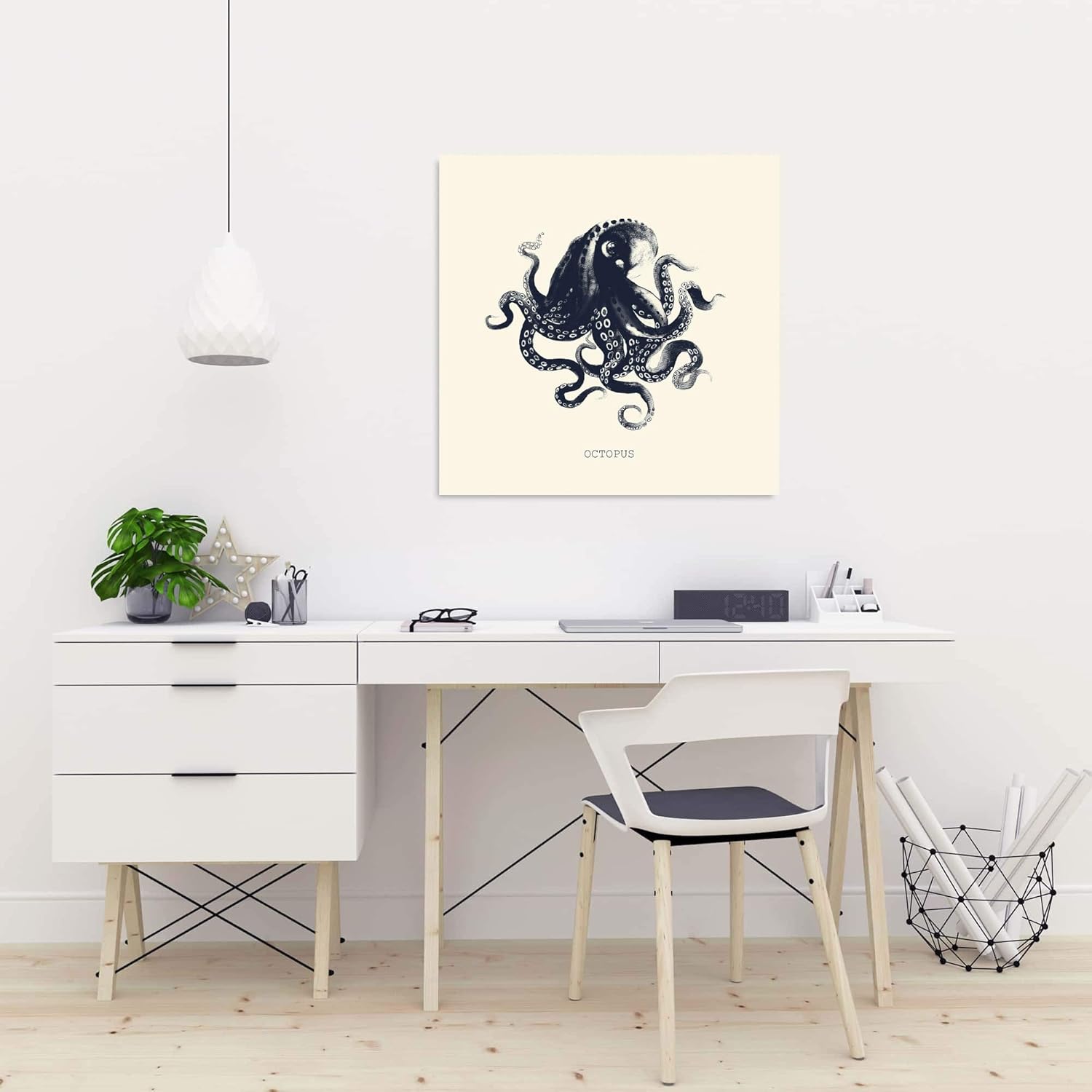 BEGIN DECO MAISON - HOME DECOR Octopus, Fine Art Gallery Wrapped Canvas 24x24