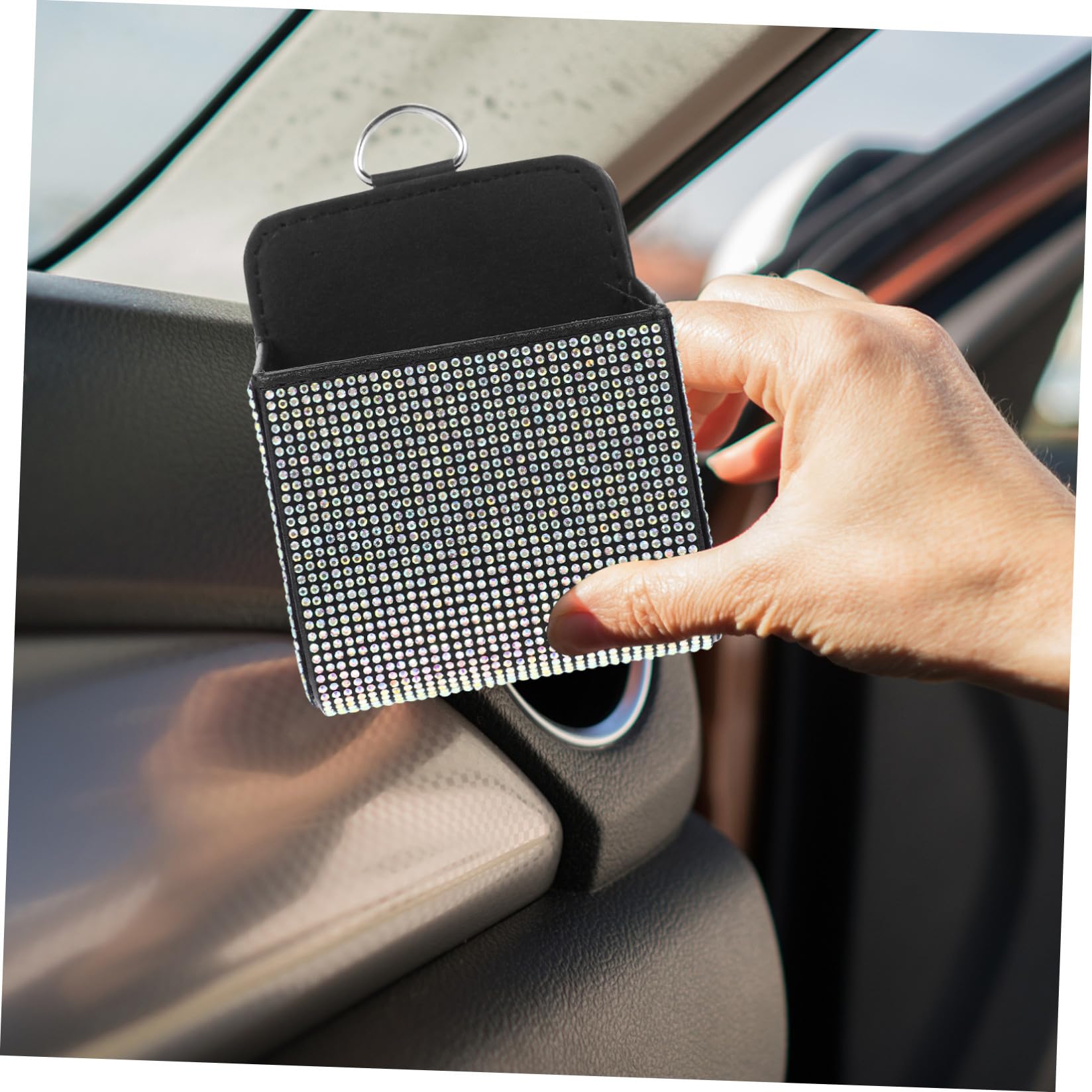 Autositztasche aus Leder mit Großer Kapazität Hängeaufbewahrung für Handys und Schlüssel an Lüftungsschlitzen Modische Autotasche für Gebrauch im Auto