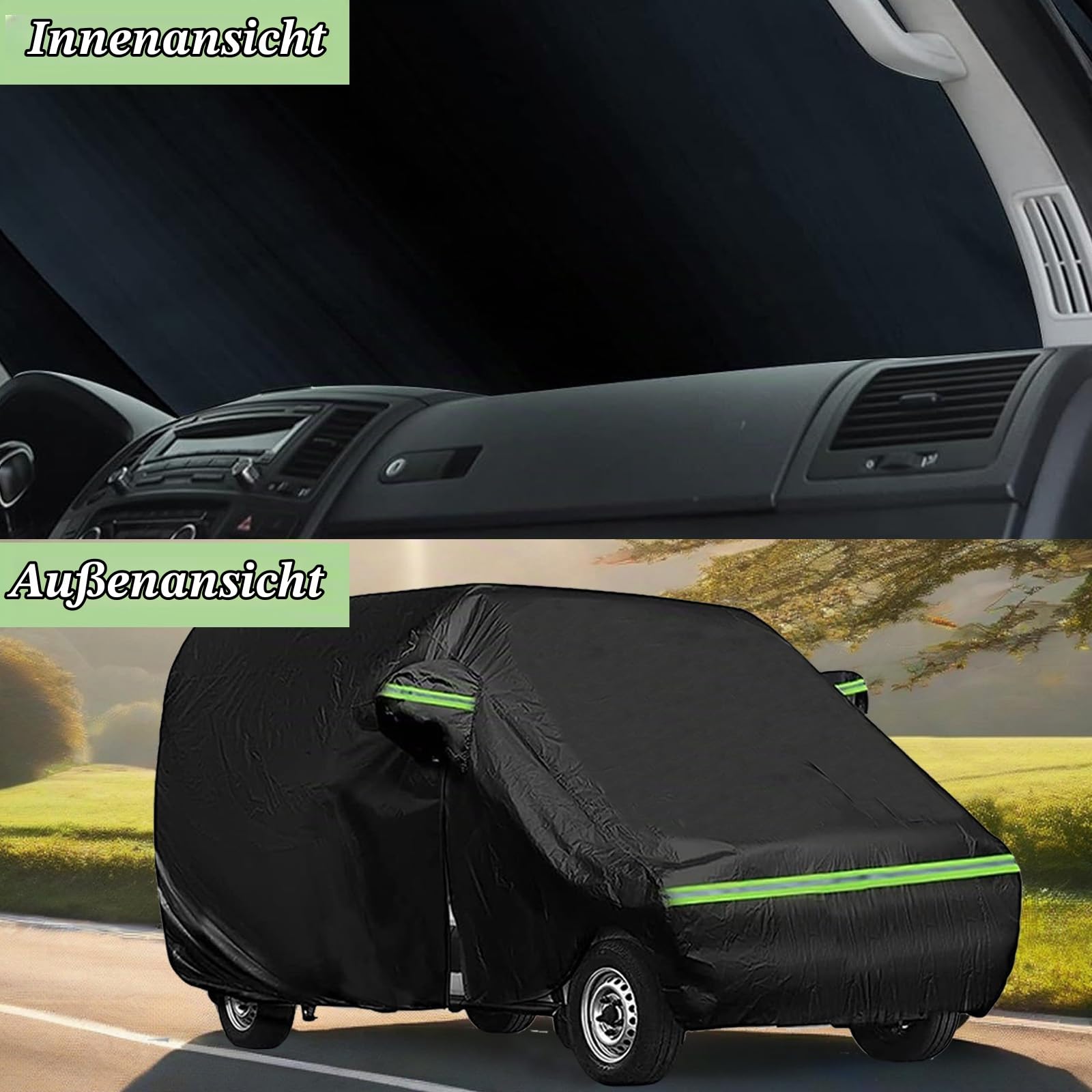 Autoabdeckung Vollgarage für VW T5 T6 SWB, Autoplane Ganzgarage mit Seitentür-Reißverschluss, Atmungsaktiv Autoplane Ganzgarage Winter/Sommer Autoabdeckung Wasserdicht L490(470-490cm)