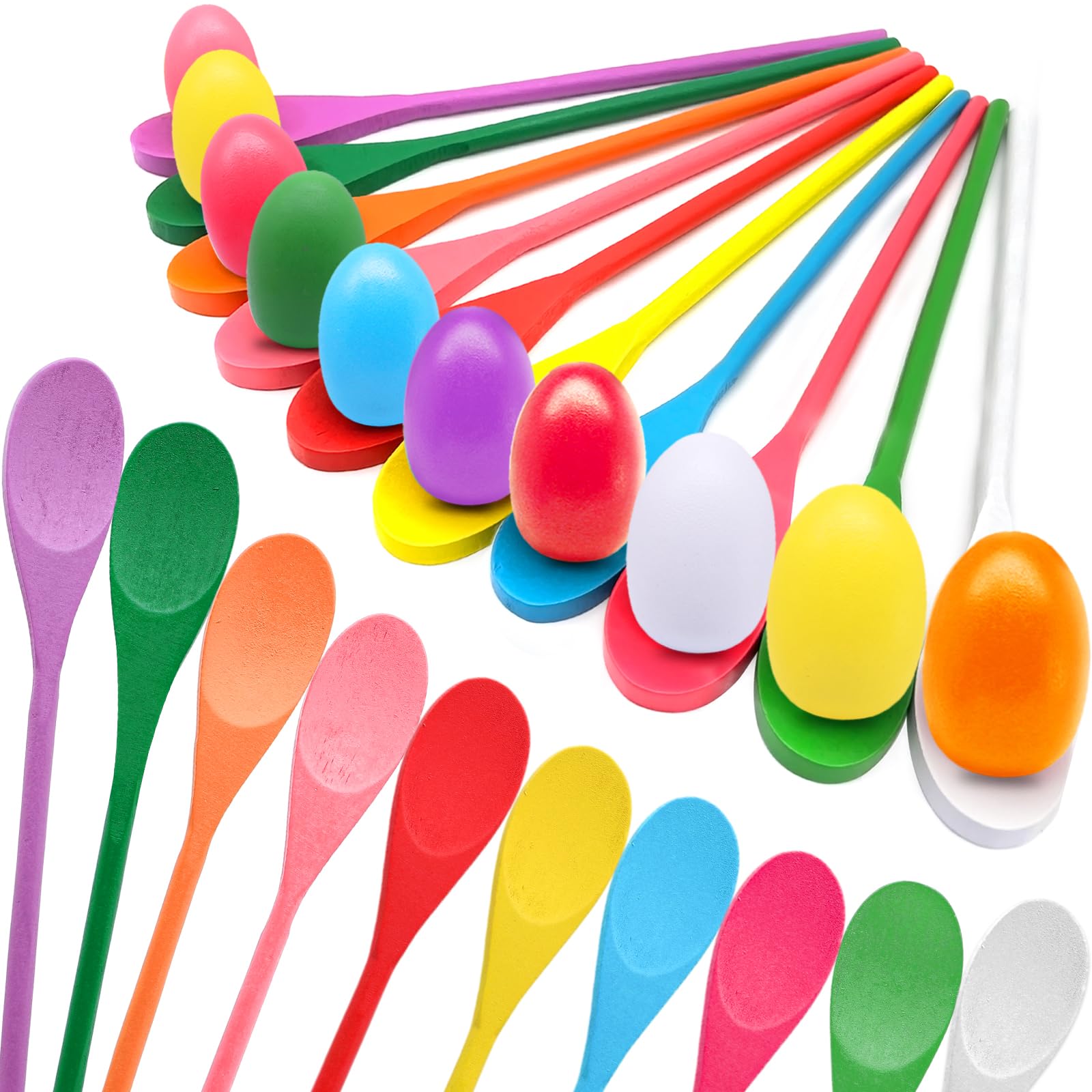 View 1 of ***MISSING MOST EGGS***
TOPLEE 20 Pcs Easter Egg and Spoon Race Game Set, 10 Players Balance Relay Easter Games Include 10 Eggs and Wooden Spoons for Kids Family Carnival Sports Outdoor Games Holiday Birthday Party Supplies