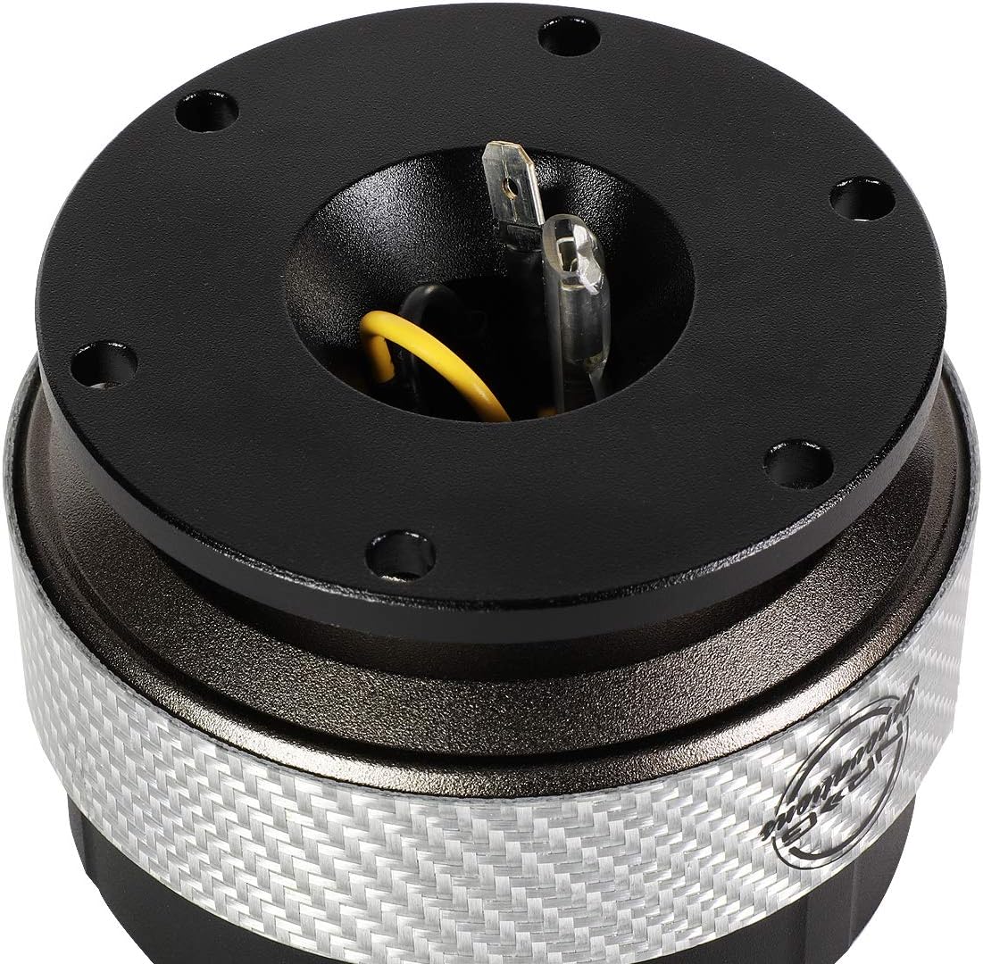 Auto Dynasty NRG Innovations SRK-200BK-SC Steering Wheel Quick Release Adapter Gen 2.0 Black Body/Silver Carbon Fiber Ring