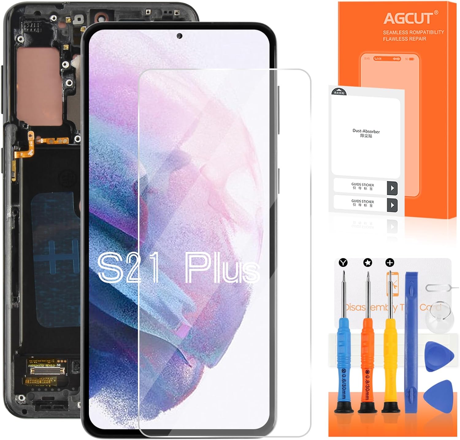 Screen Replacement for Samsung Galaxy S21 Plus AMOLED LCD with Frame