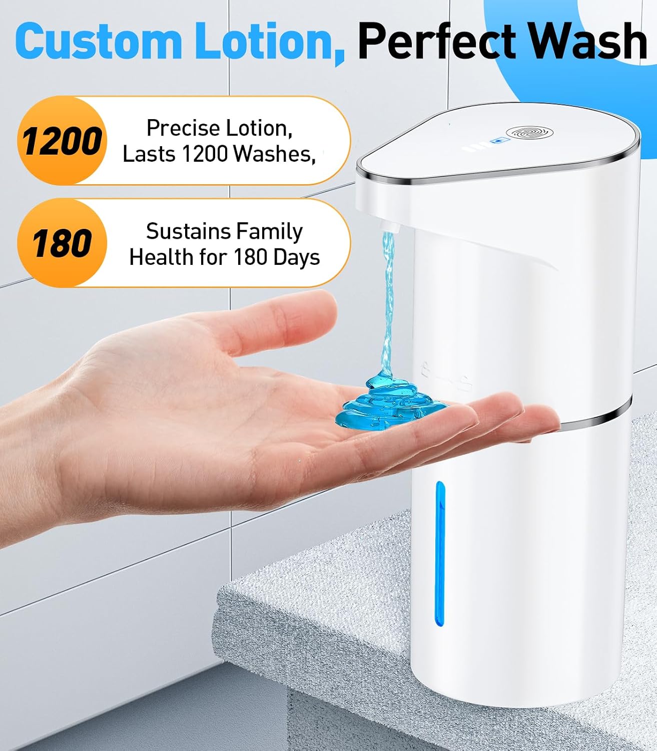 Automatic Soap Dispenser 350ml, Touchless Wall Mount Electric Soap Dispenser for Gel Soap with Infrared Motion Sensor, 3 Adjustable Levels for Bathroom, Kitchen and Office (White)