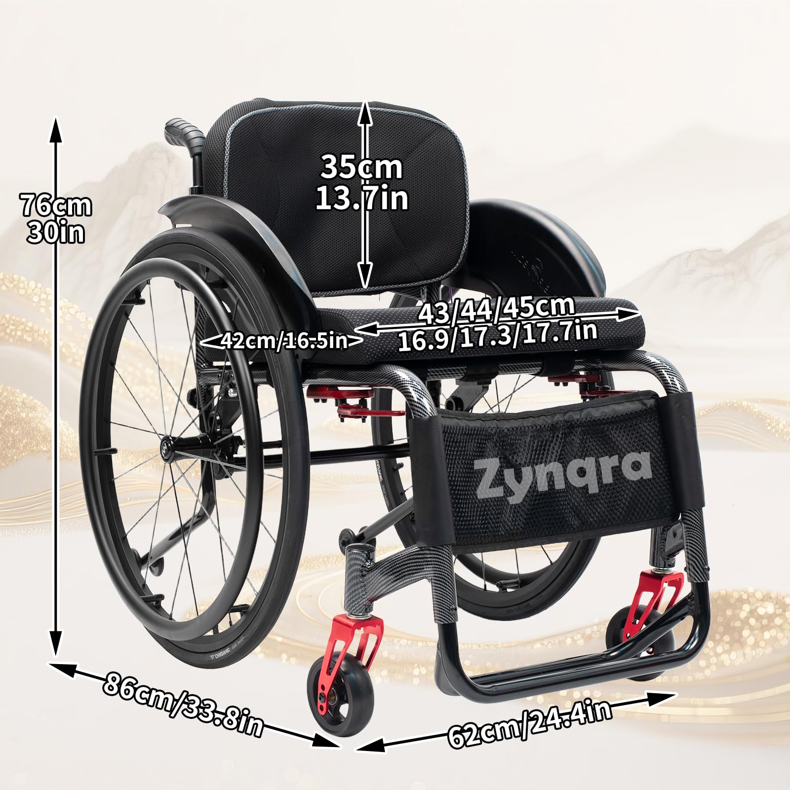 Lekki wózek inwalidzki ze stopu aluminium, lekki ręczny wózek inwalidzki, do 100 kg, dla osób niepełnosprawnych, starszy człowiek, dorośli (17,7 cala, szerokość siedzenia, kolorowe koło)