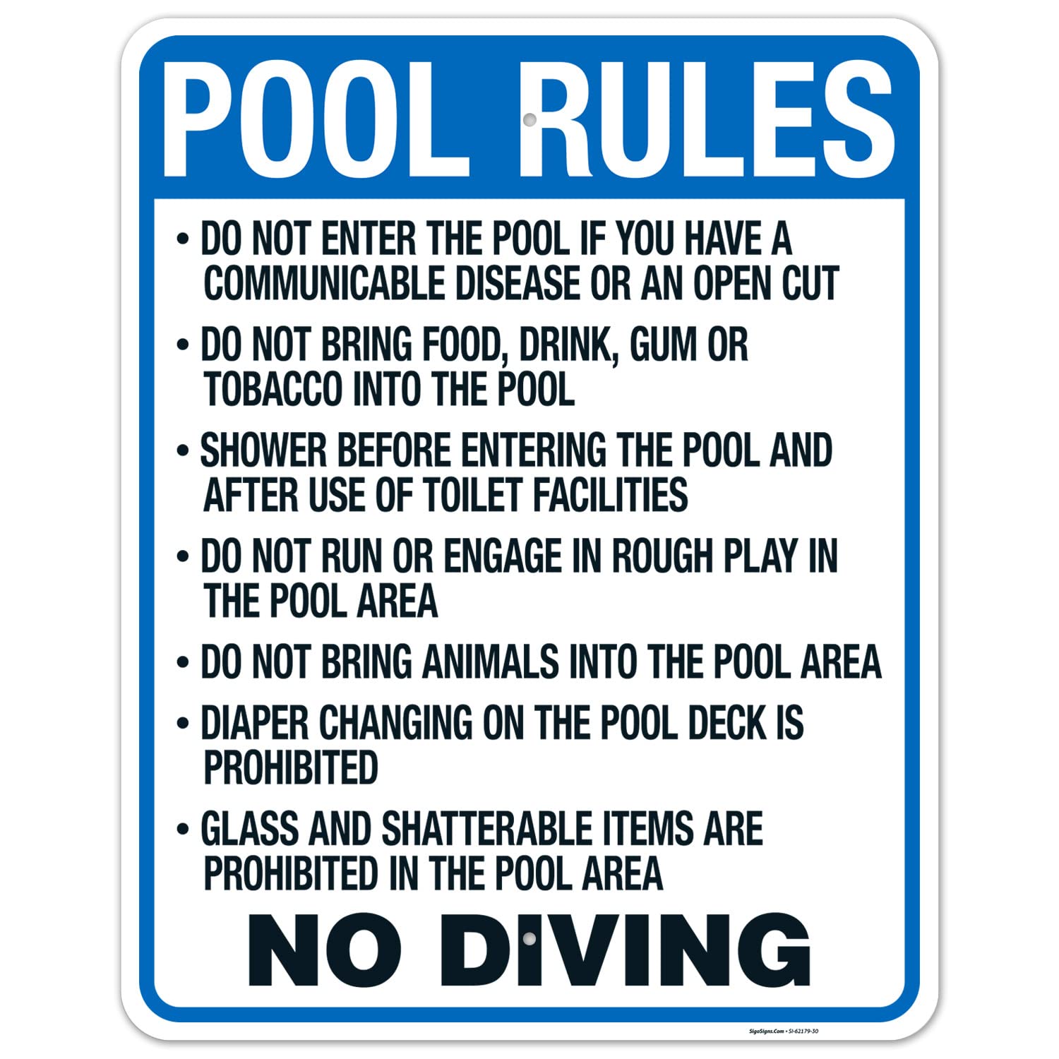 Wisconsin Pool Rules Do Not Enter Sign, Complies With State Of Wisconsin Pool Safety Code, 24x30 Inches, Rust Free .063 Aluminum, Fade Resistant, Made in USA by Sigo Signs