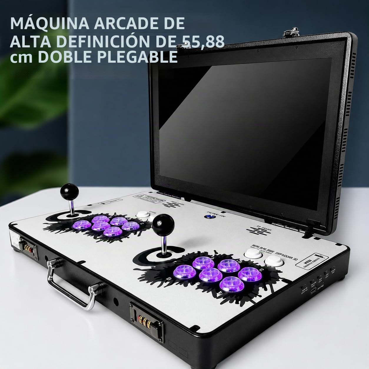 Máquina de arcade plegable para 4 jugadores con pantalla LED de 22 pulgadas y joysticks Sanwa | 23,000 juegos retro incluidos