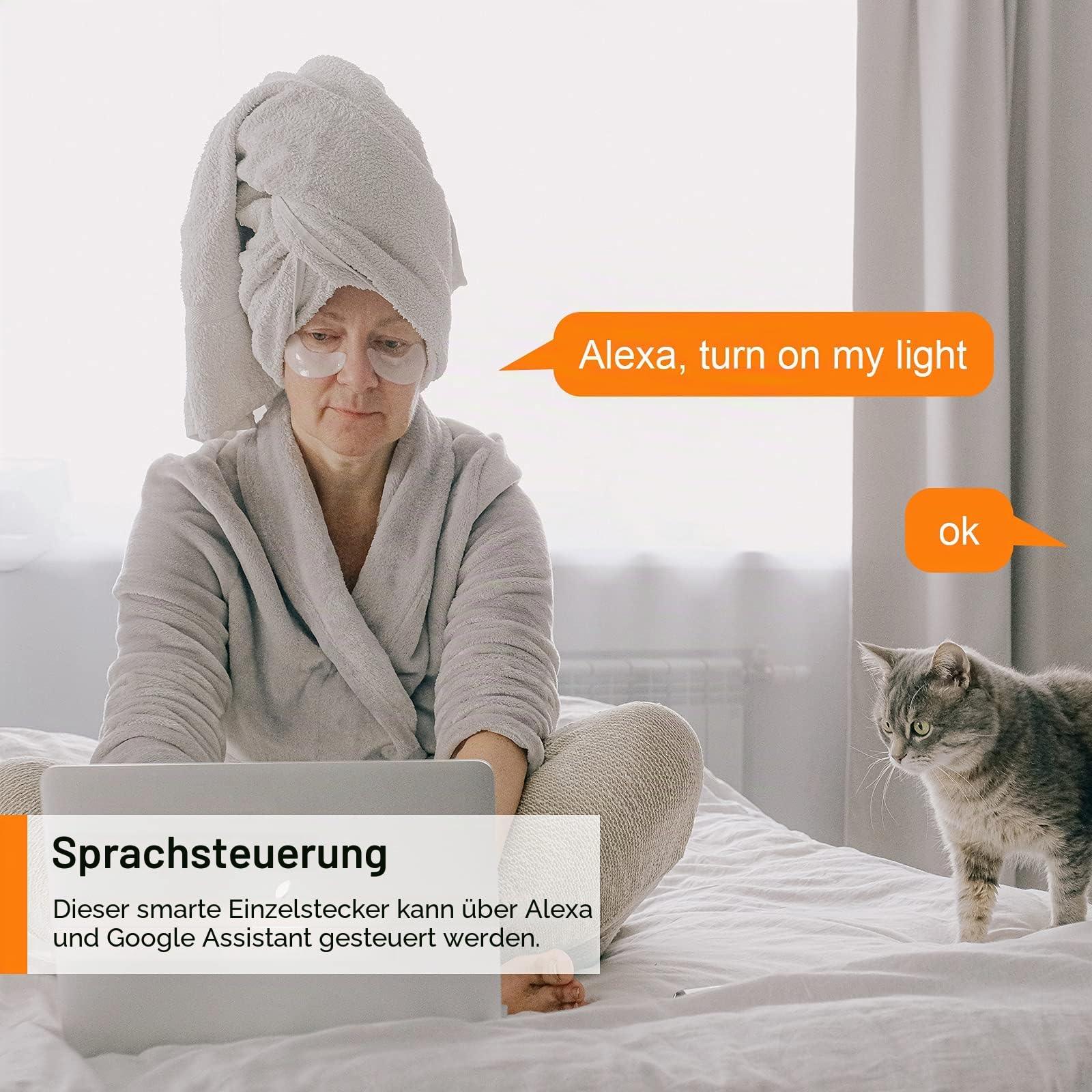 ANTELA WLAN Smart Steckdose mit Strommessung 16A 3680W 240V | Smart Home Steckdose kompatibel mit Alexa/Google Home, Sprachsteuerung, APP Fernsteuerung, 2,4GHz, 4 Stück