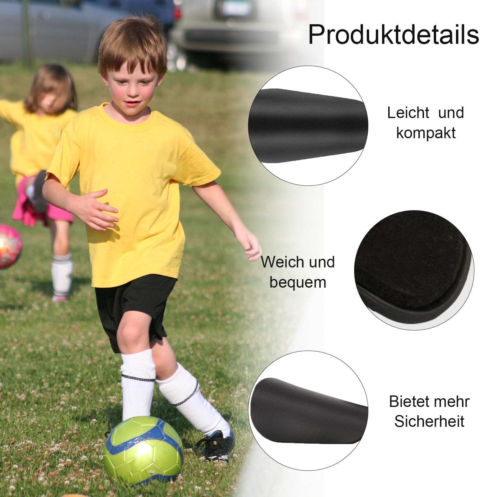 Mini espinilleras para fútbol, 8 x 5 cm, espinilleras infantiles de fútbol, mini almohadillas para niños, niñas, hombres, mujeres (blanco, negro) — view 3
