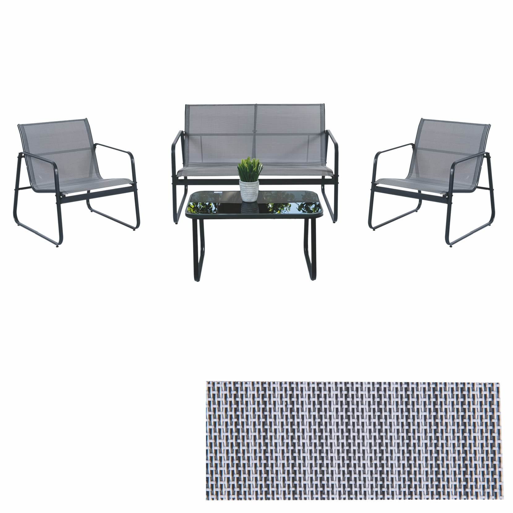 Conjunto de jardín de 4 piezas sofás exteriores y mesa centro para terrazas patios balcones