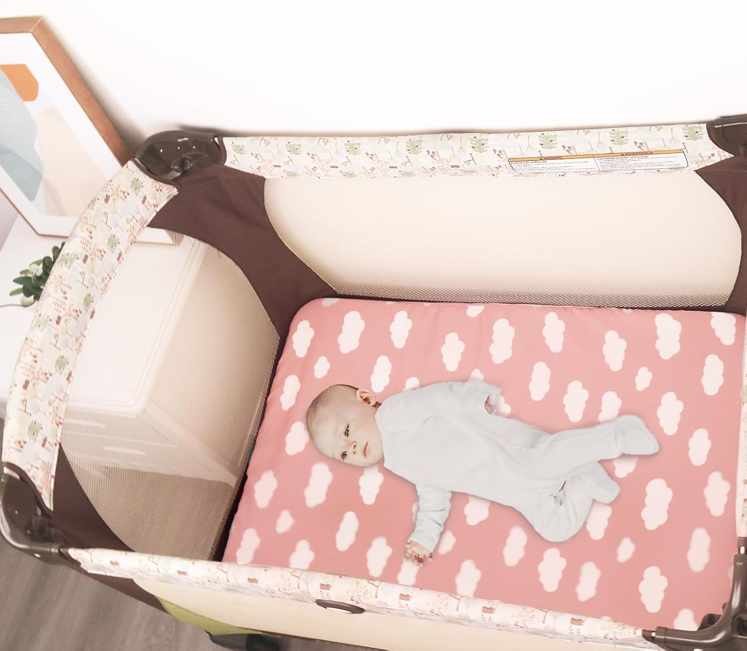 Pack and Play Sheets Fitted, 2 Pack Playard Sheet Fits for Pack n Play Mattress, Mini Crib Sheets for Baby - Image 2