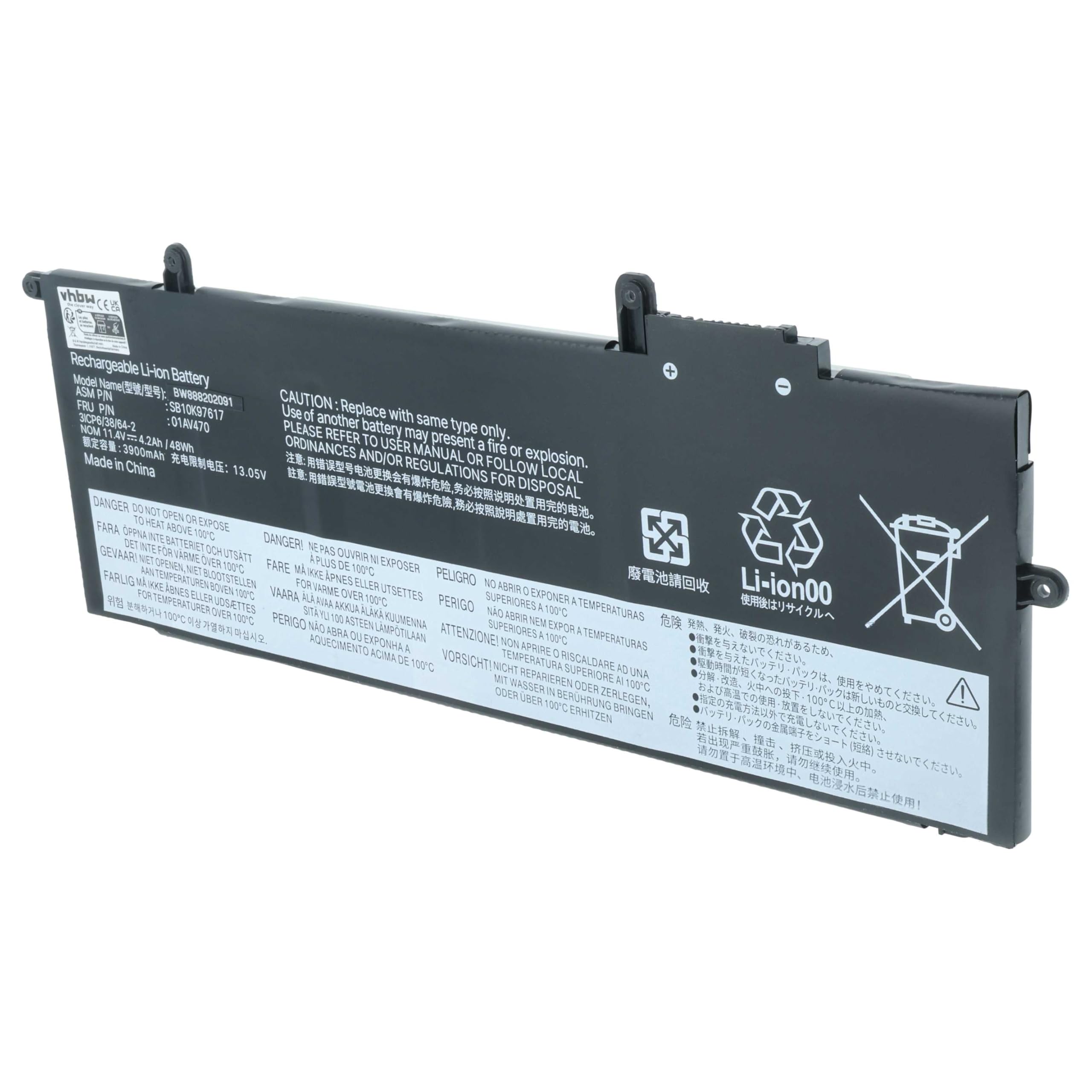 vhbw Batería Compatible con Lenovo ThinkPad X280 (20KFA001CD), X280 (20KFA002CD) Notebook (4050 mAh, 11,46 V, Li-Poli)