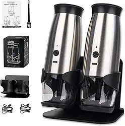 Moedor De Pimenta, Moedor De Pimenta Elétrico, Bateria Recarregável Grande Durável, Moagem Automática Com Ativação Por Gravidade, Aspereza Ajustável Com LED, Tampa À Prova De Poeira