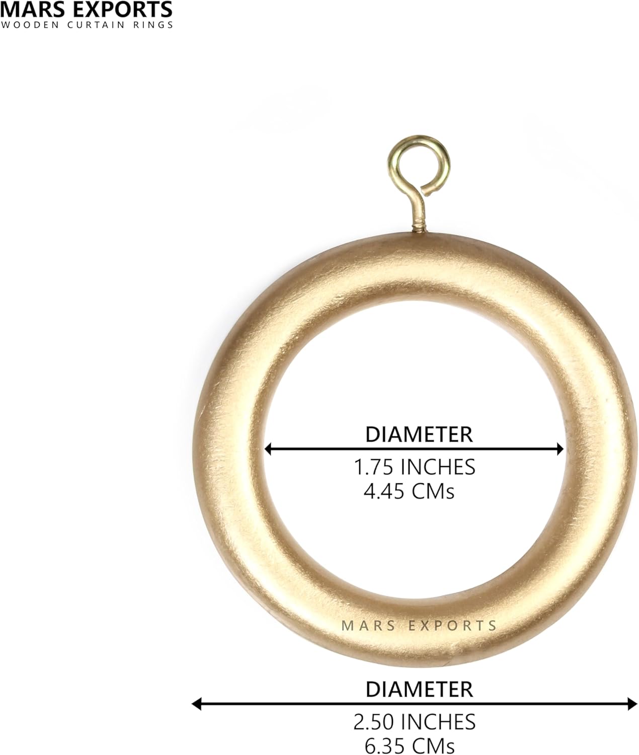 12 Pieces Golden Wooden Curtain Rings | Fits 1 to 1.5 Inch Rods | Drapery Rings with Eyelet for Window & Shower Curtains | Smooth Wood Rod Hooks