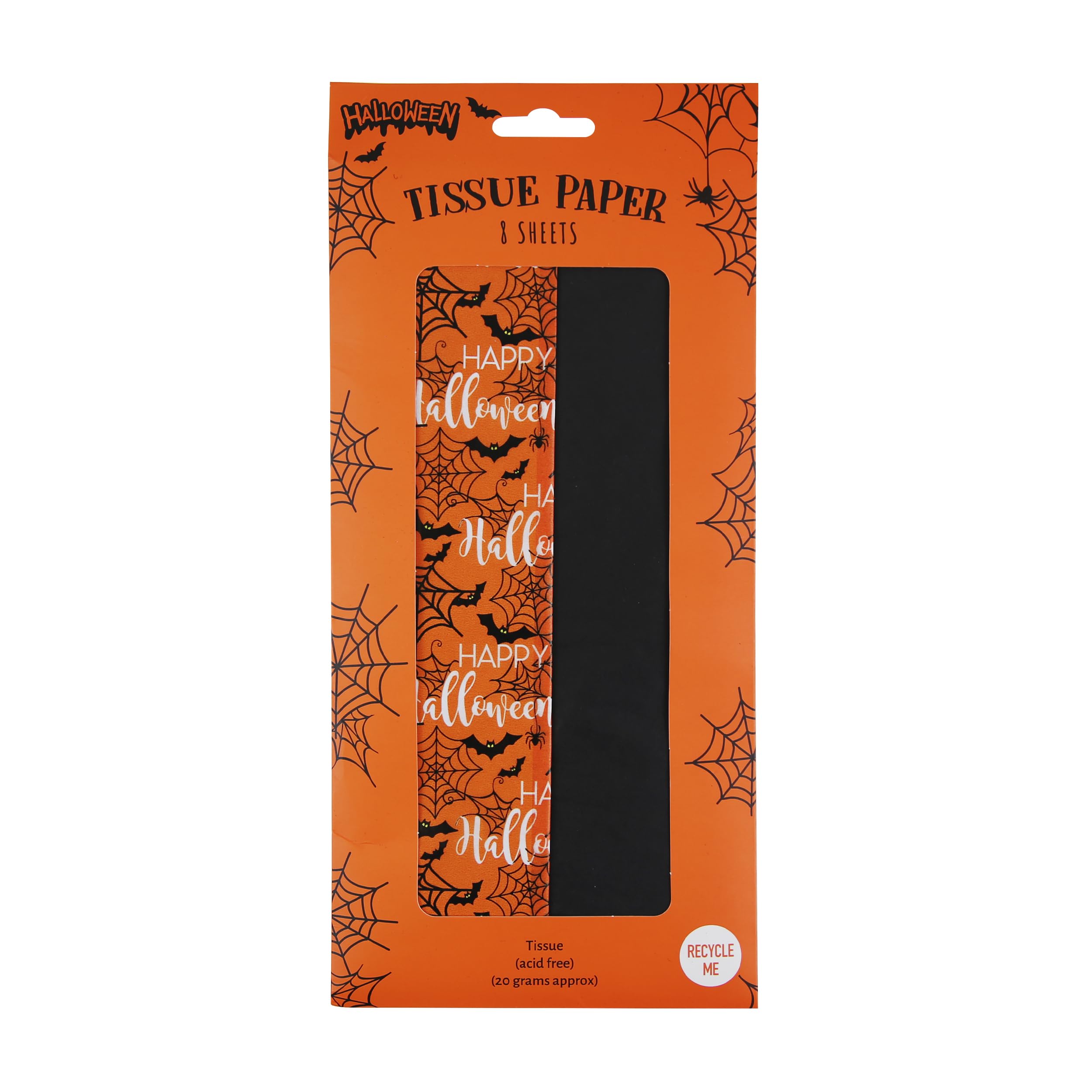 Eurowrap Mutli Halloween 8 Sheets Decorative Tissue Paper For Gift Wrapping & Crafts Halloween Themed Orange And Black