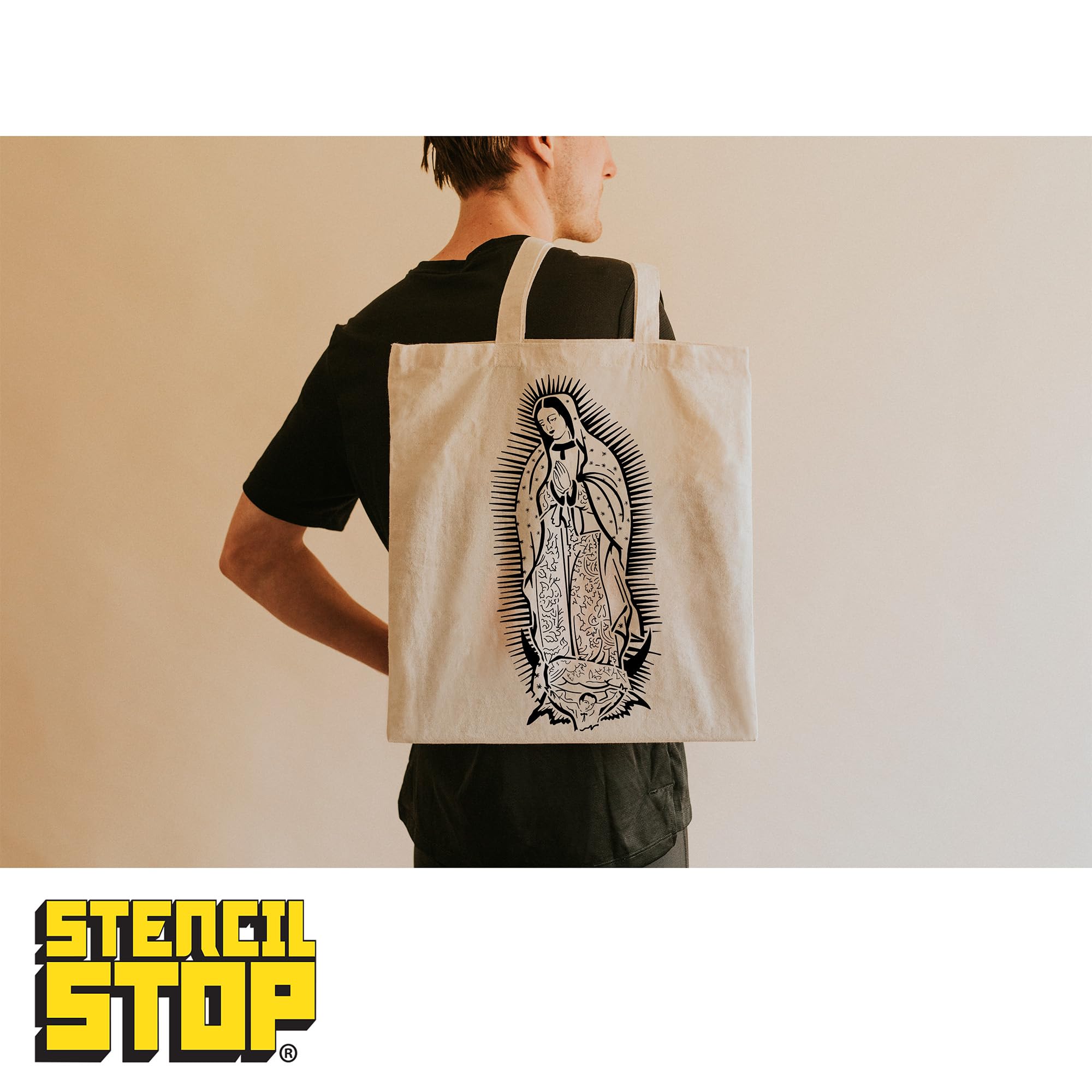 Pochoir Our Lady of Guadalupe – 21 x 45,7 cm | Pochoirs réutilisables pour peinture sur bois, murs, tissus et roches | Plastique Mylar durable de 14 mm pour loisirs créatifs et projets artistiques