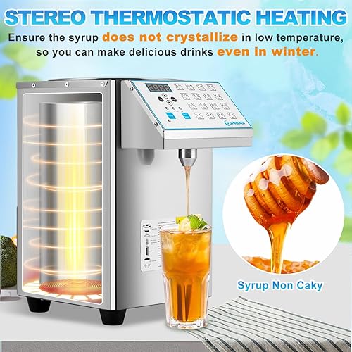 Miniatura 5 de YJINGRUI Dispensador de fructosa, máquina de fructosa de acero inoxidable cepillado, máquina dispensadora de jarabe (8.5L 110V 16Groups)