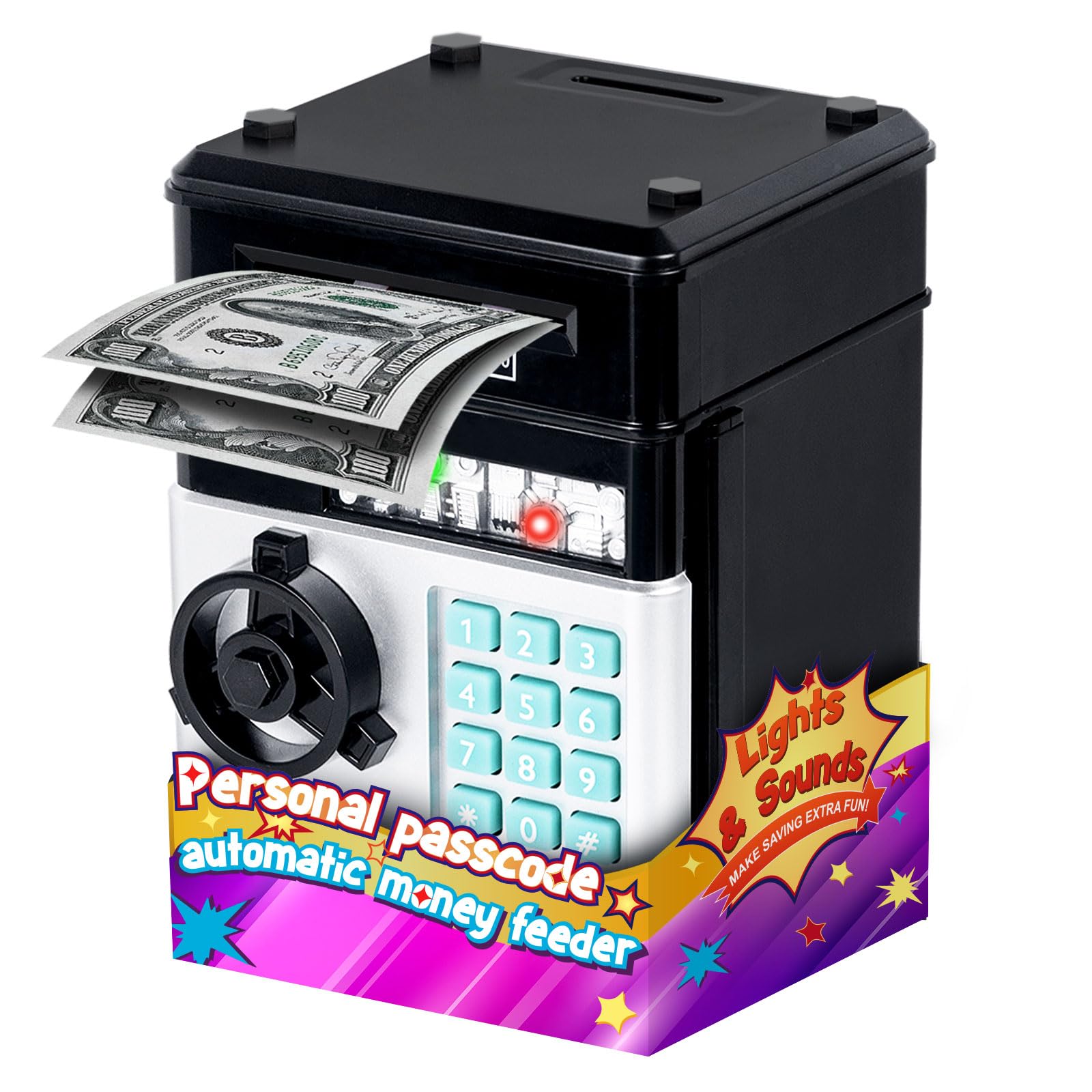 Refasy Piggy Bank Cash Coin Can ATM Bank Electronic Coin Money Bank for Kids Age 3-12, Money Savings Box Mini ATM Coin Bank Toys Gifts for 3 4 5 6 7 8 9 10 11 12 Year Old Boys Girls — Amazon image 11