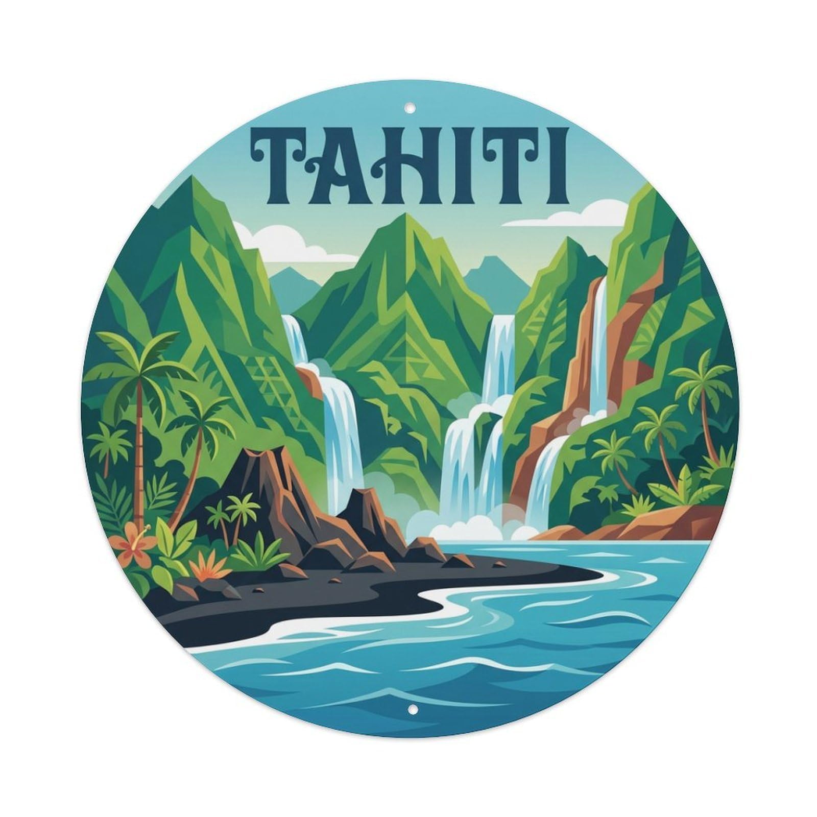 Travel Vintage French Polynesia Tahiti Metal Tin Sign