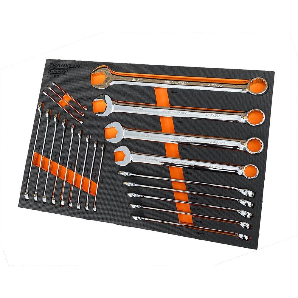 Franklin XL Combination Spanner Set 21 Pieces 12 Point 6-32mm in EVA Foam AF7103