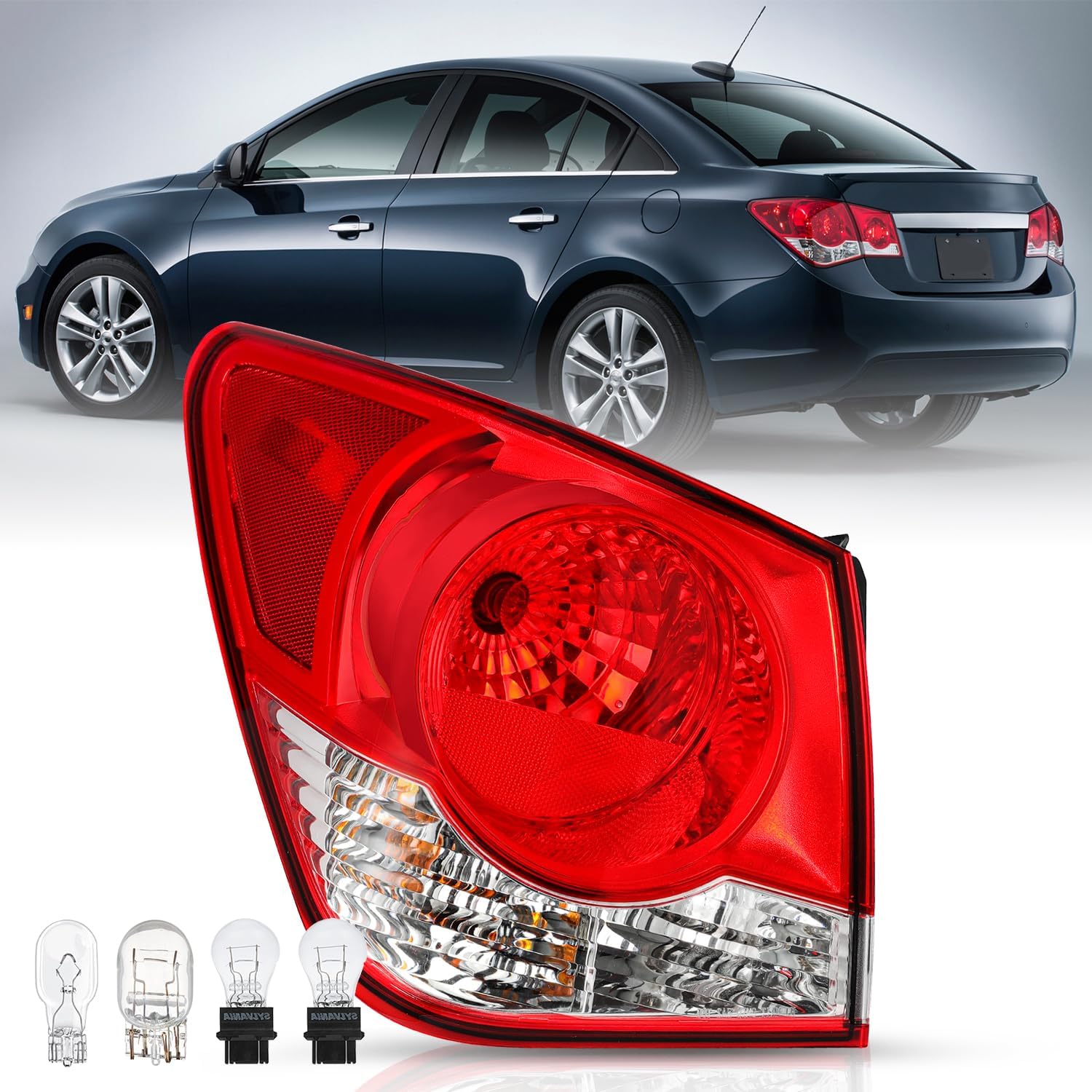 Tail Light Assembly For 2011-2015 Chevy Cruze 2016 Limited Outer Rear Taillight OE Direct Replacement Brake Tail Lamp Left Driver Side with Bulbs