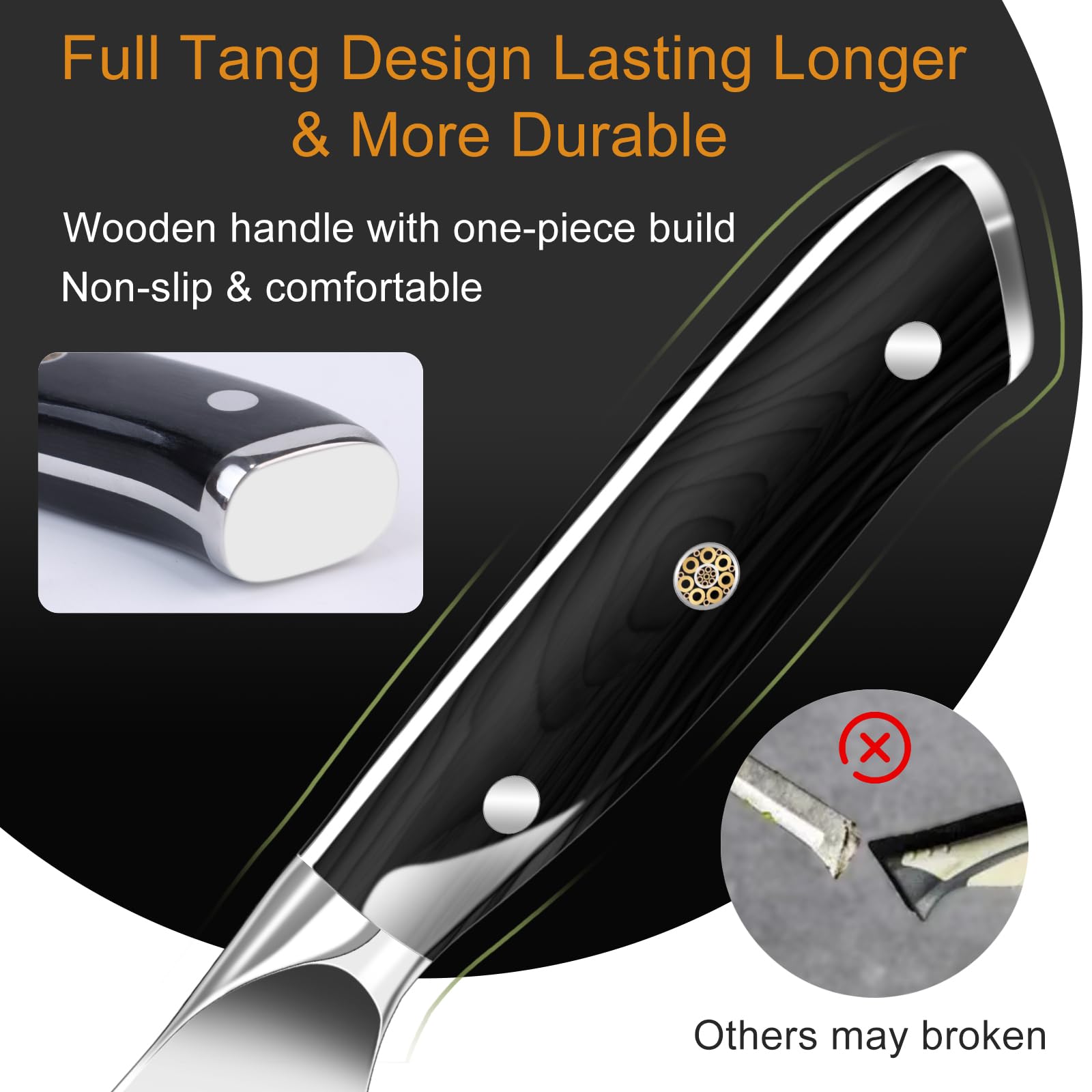 2 Pack Kitchen Knives Set, 8" Chef Knife & 6" Boning Knife, High Carbon Stainless Steel Blade with Wooden Handle, Professional Japanese Sharp Knives for Meat Cutting, Carving, Fish Fillet — Amazon image 4