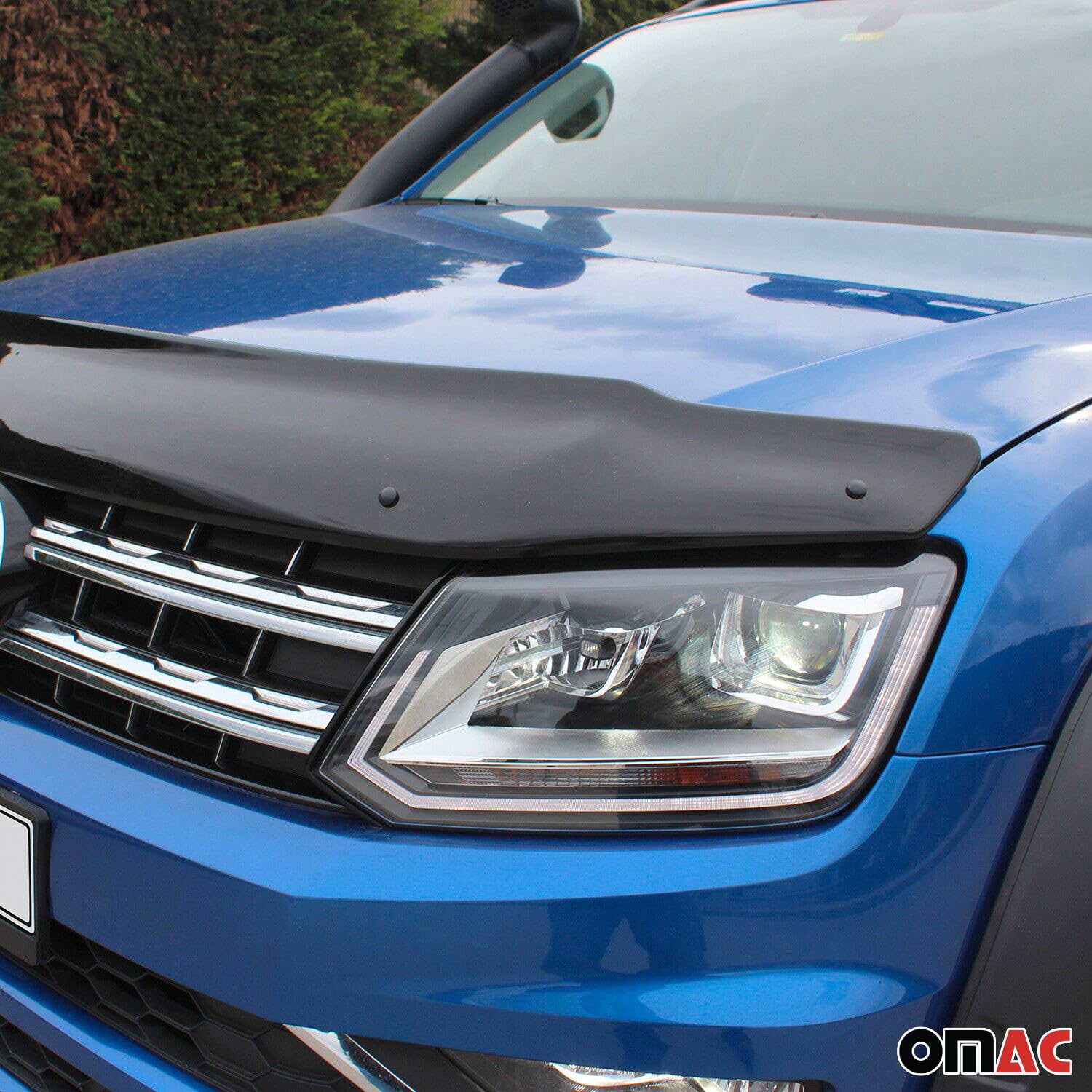 OMAC Motorhaube Deflektor Insekten Steinschlagschutz kompatibel VW Amarok 2010-2022 Dunkel