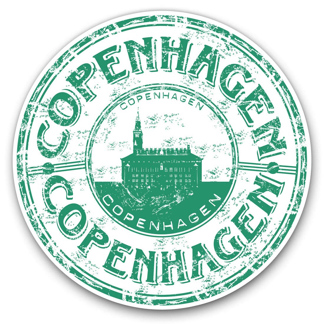 Destination Vinyl Ltd Copenhagen Denmark Danish Travel 5772 Vinyl Stickers (Set Of 2) 10Cm - Copenhagen Denmark Danish Travel Decals For Laptops,Tablets,Luggage,Scrap Booking,Fridges, 5772