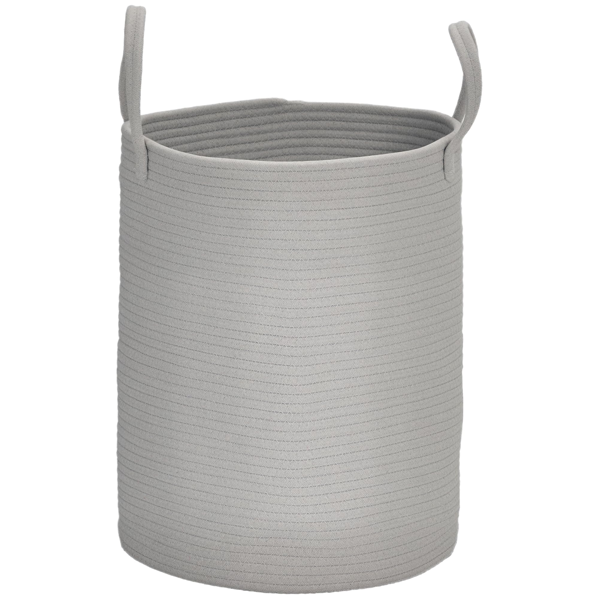 HOMCOM 36L Laundry Hamper, Cotton Rope Laundry Basket with Handles, Collapsible Washing Bin, 38 x 45cm, Grey
