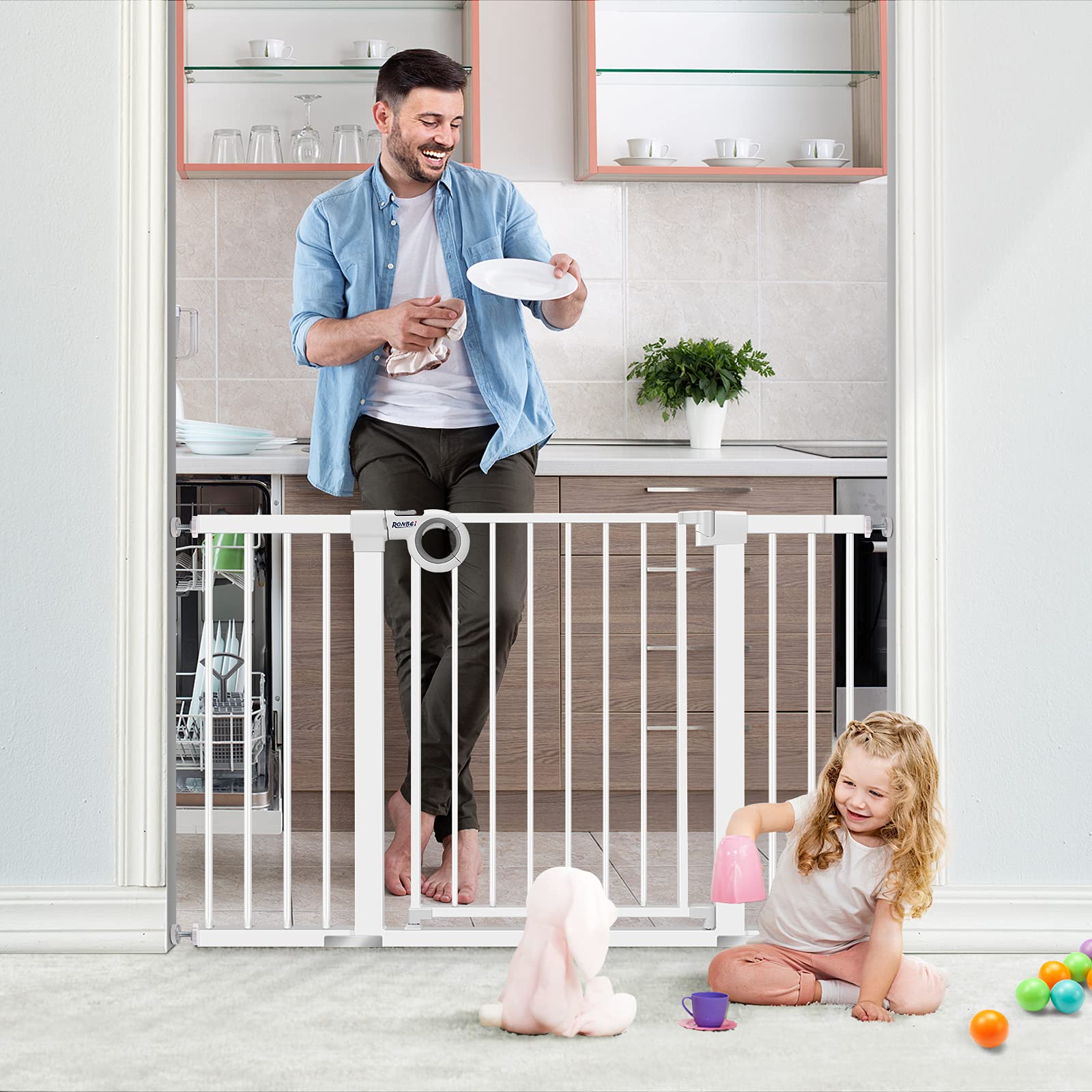 Derson Extra Wide Baby Gate - 30-51.5 Inch Adjustable Safety Gate For Stairs & Doorways