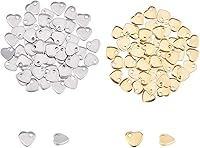 UNICRAFTALE Stainless Steel Heart Charms 100pcs - Blank Love Heart Pendants Gold & Silver for DIY Jewelry Bracelets Earrings Making