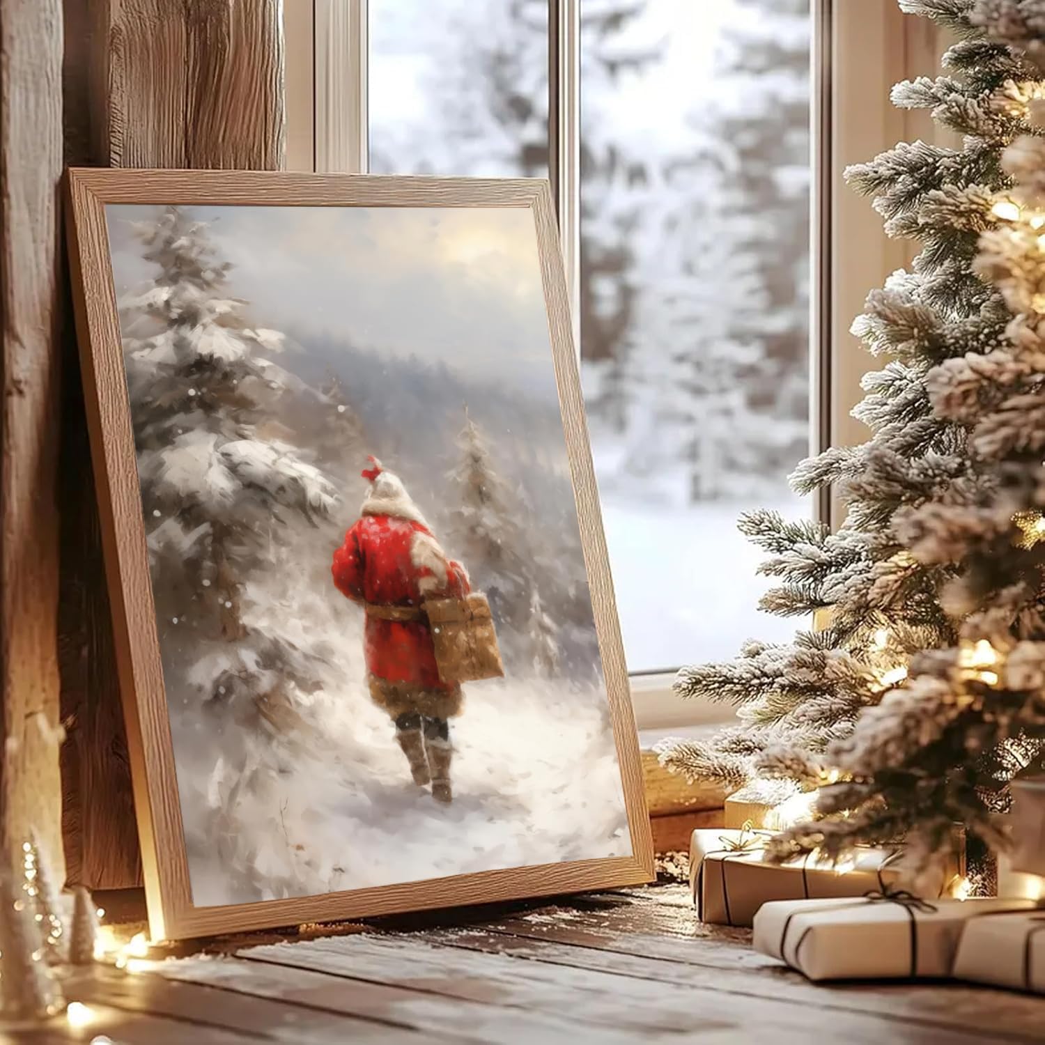 FENNIDICE 6 PCS Winter Snow Canvas Wall Art Christmas Tree Painting Poster Winter Snowman Wall Decor Christmas Tree Picture for Living Room Bathroom Bedroom Home Decoration 8 * 10 in(Poster No Frame)
